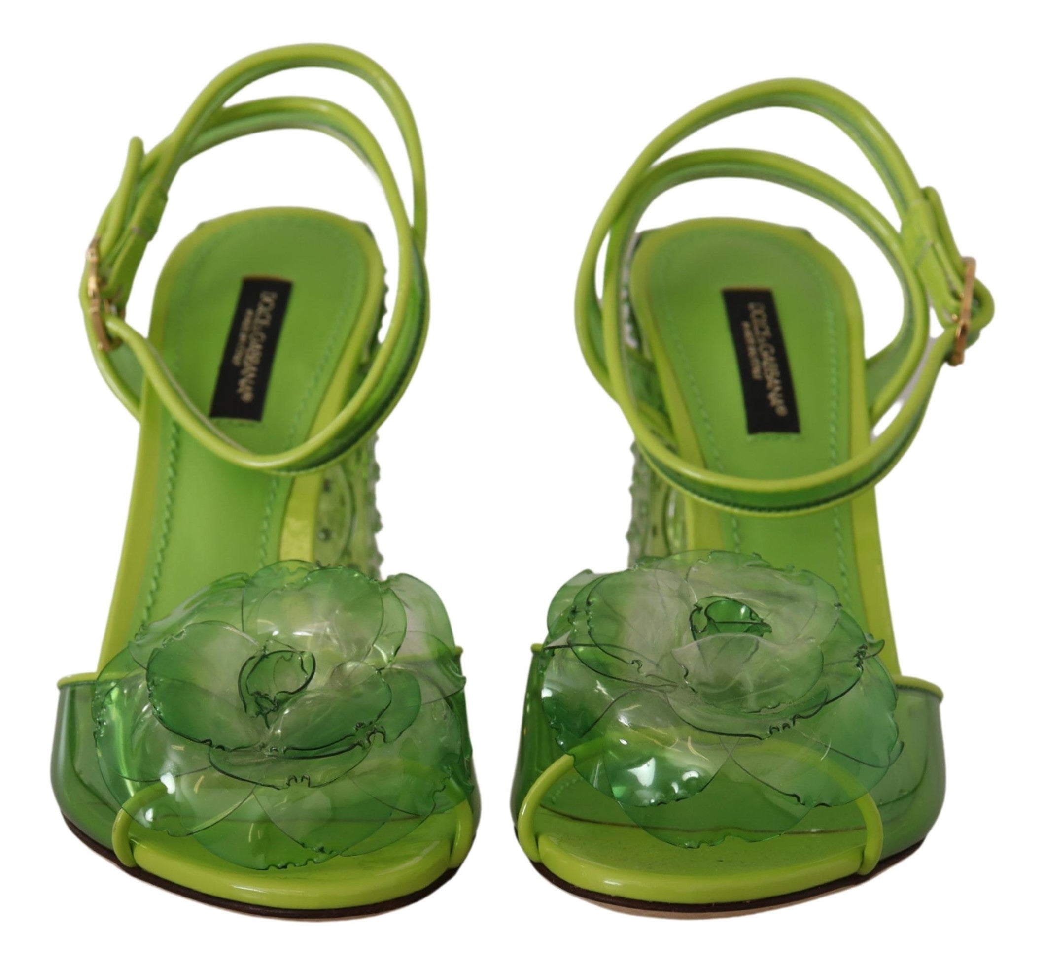 Dolce & Gabbana Green Plexi Crystal Sandals Heels Shoes