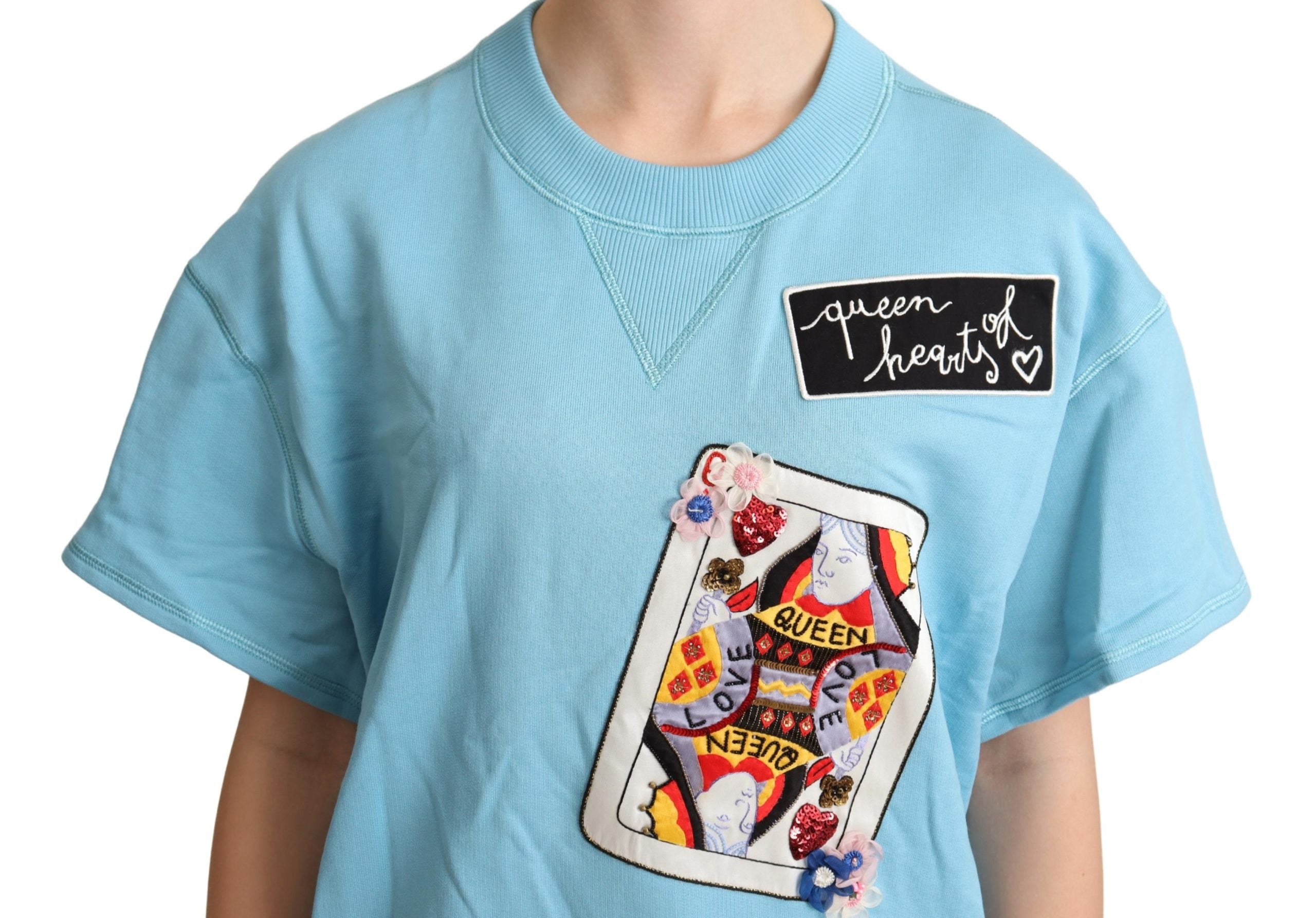 Dolce & Gabbana BLue Queen Of Hearts Card Sweater T-shirt