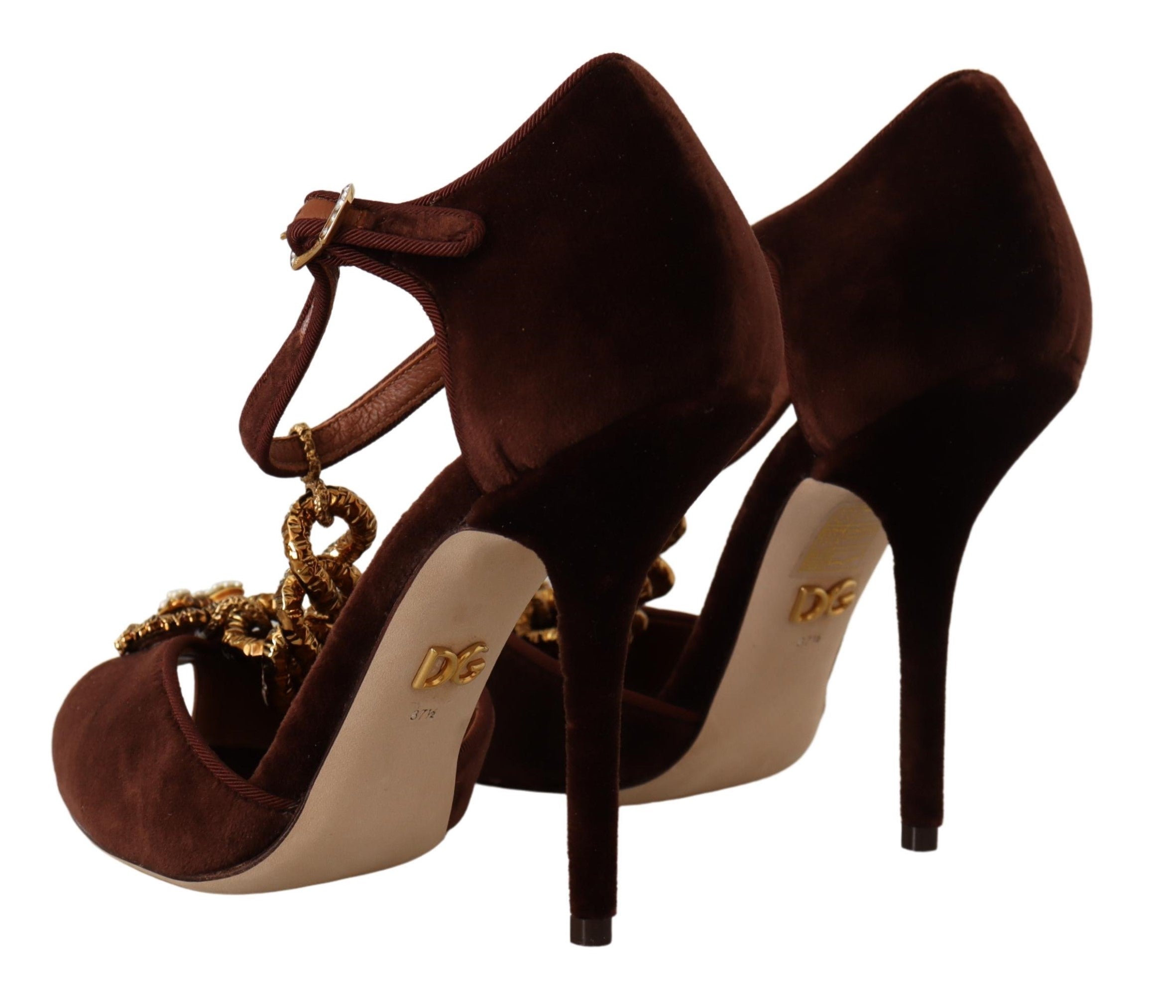 Dolce & Gabbana Brown Coppar Devotion Heart Sandals Shoes