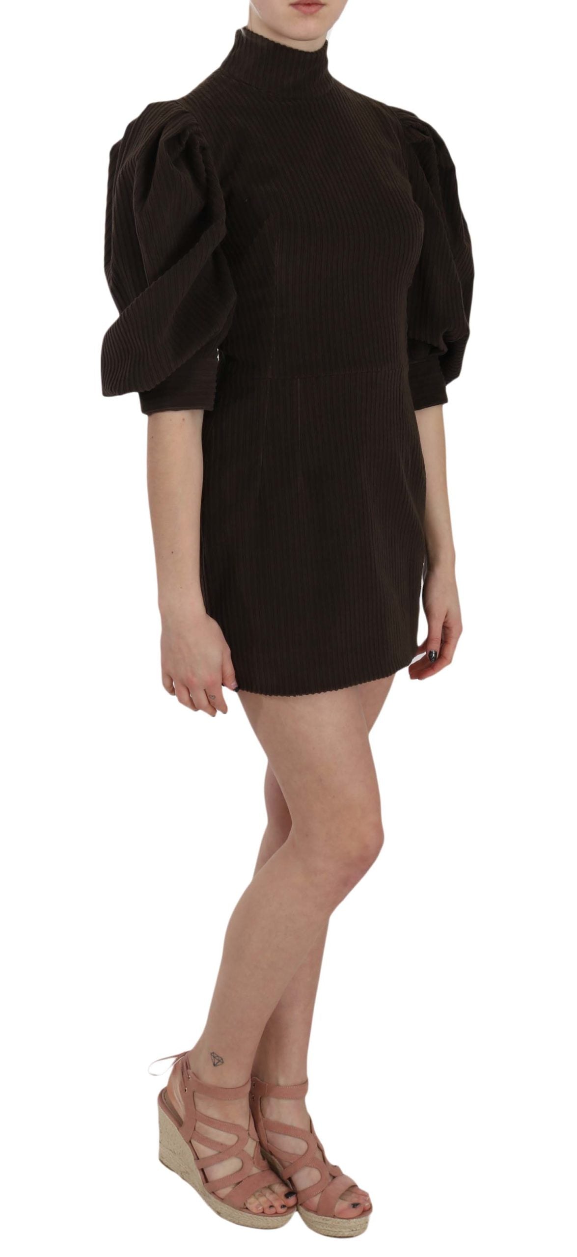 Dolce & Gabbana Brown Corduroy Bodycon Cotton Mini Dress