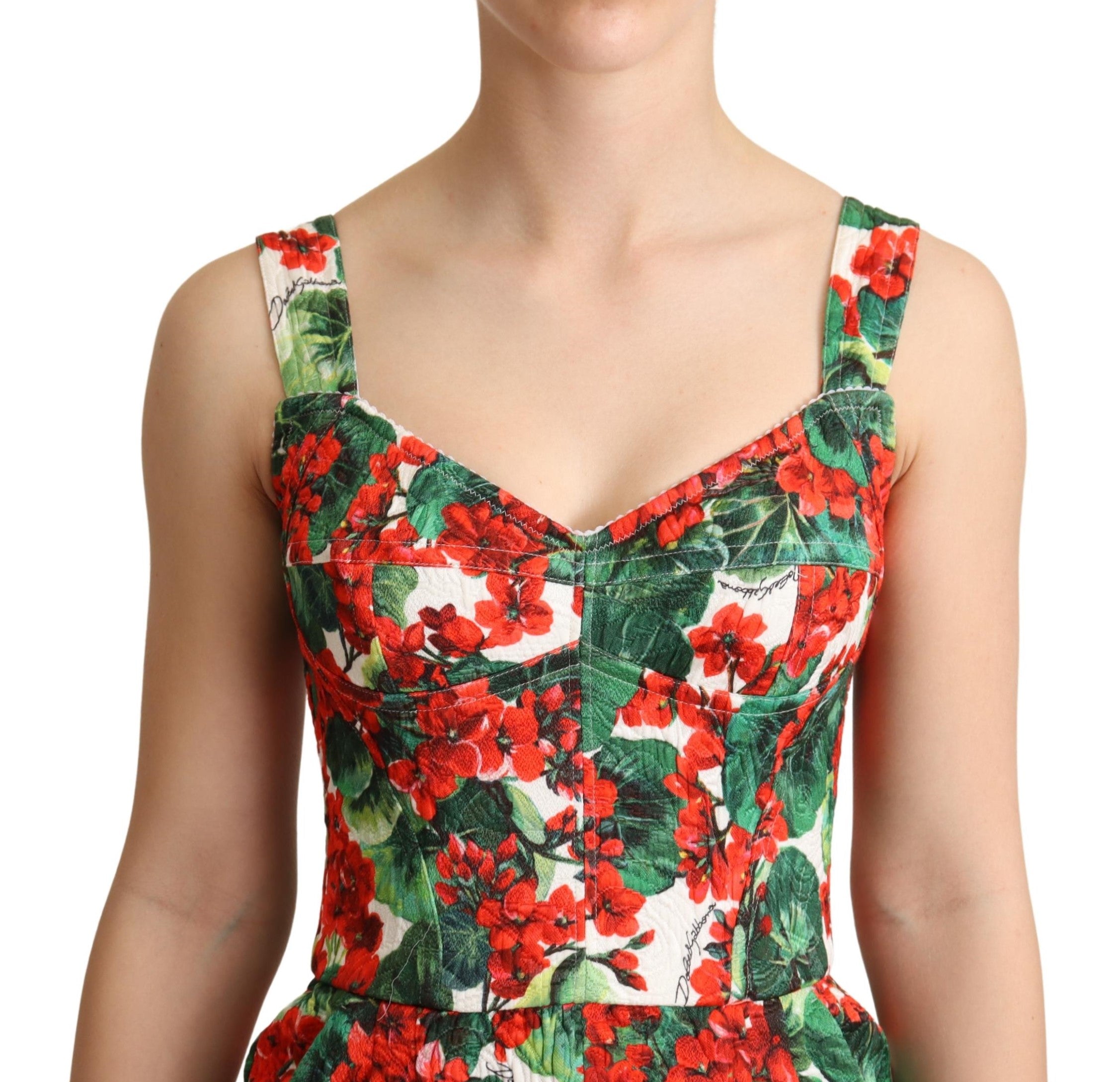 Dolce & Gabbana Red Geranium Print Shorts Jumpsuit Dress