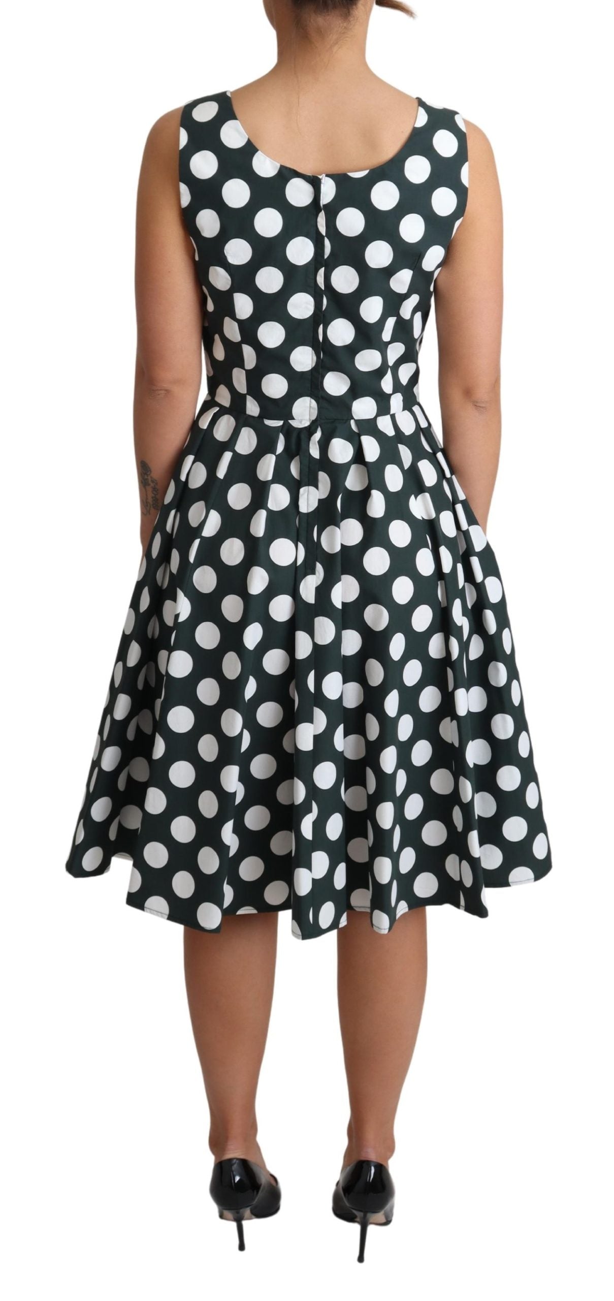 Dolce & Gabbana Green Polka Dotted Cotton A-Line Dress