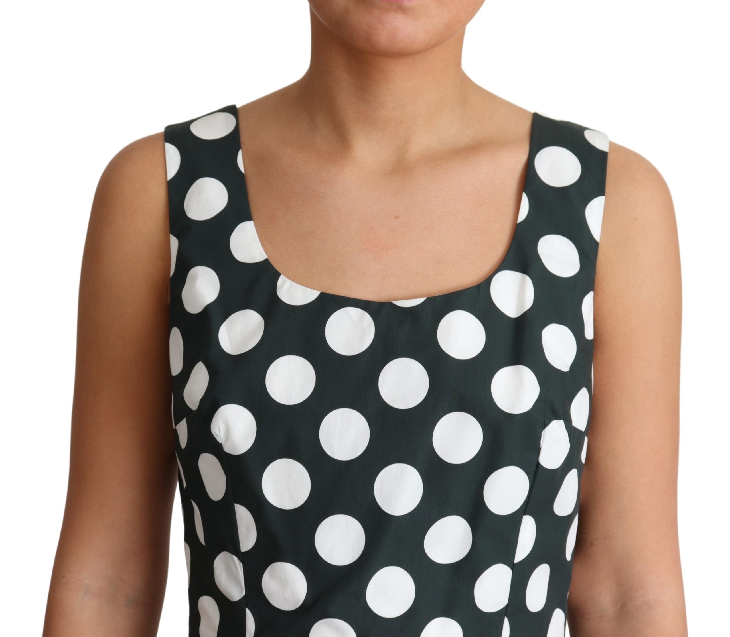 Dolce & Gabbana Green Polka Dotted Cotton A-Line Dress