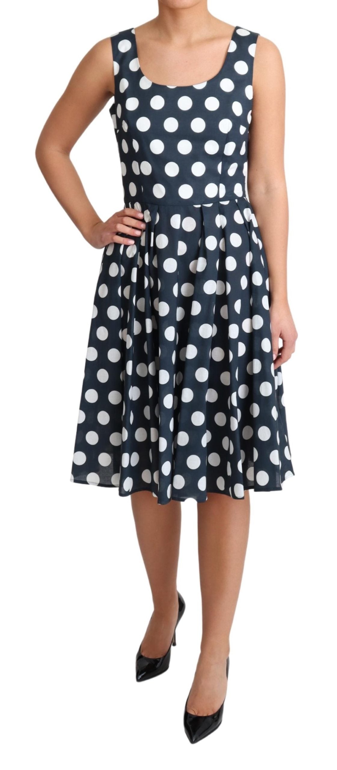 Dolce & Gabbana Blue Polka Dotted Cotton A-Line Dress