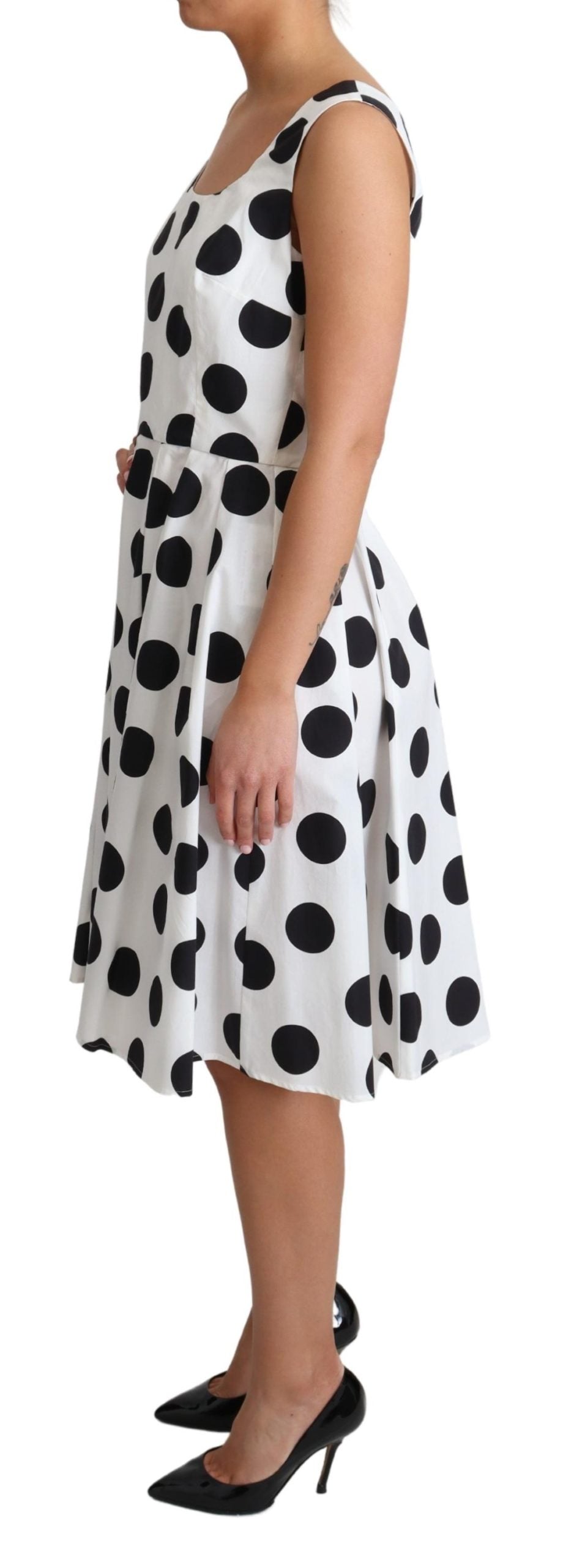 Dolce & Gabbana White Polka Dotted Cotton A-Line Dress