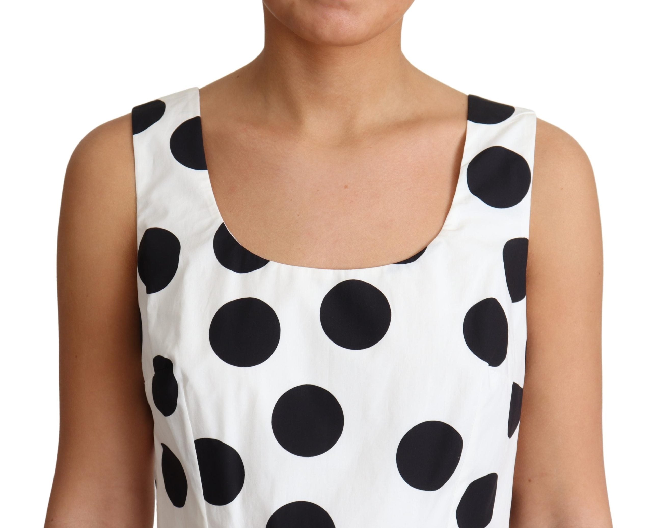 Dolce & Gabbana White Polka Dotted Cotton A-Line Dress