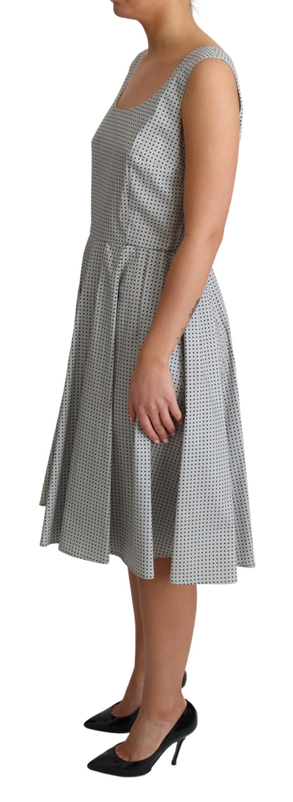 Dolce & Gabbana Gray Polka Dotted Cotton A-Line Dress