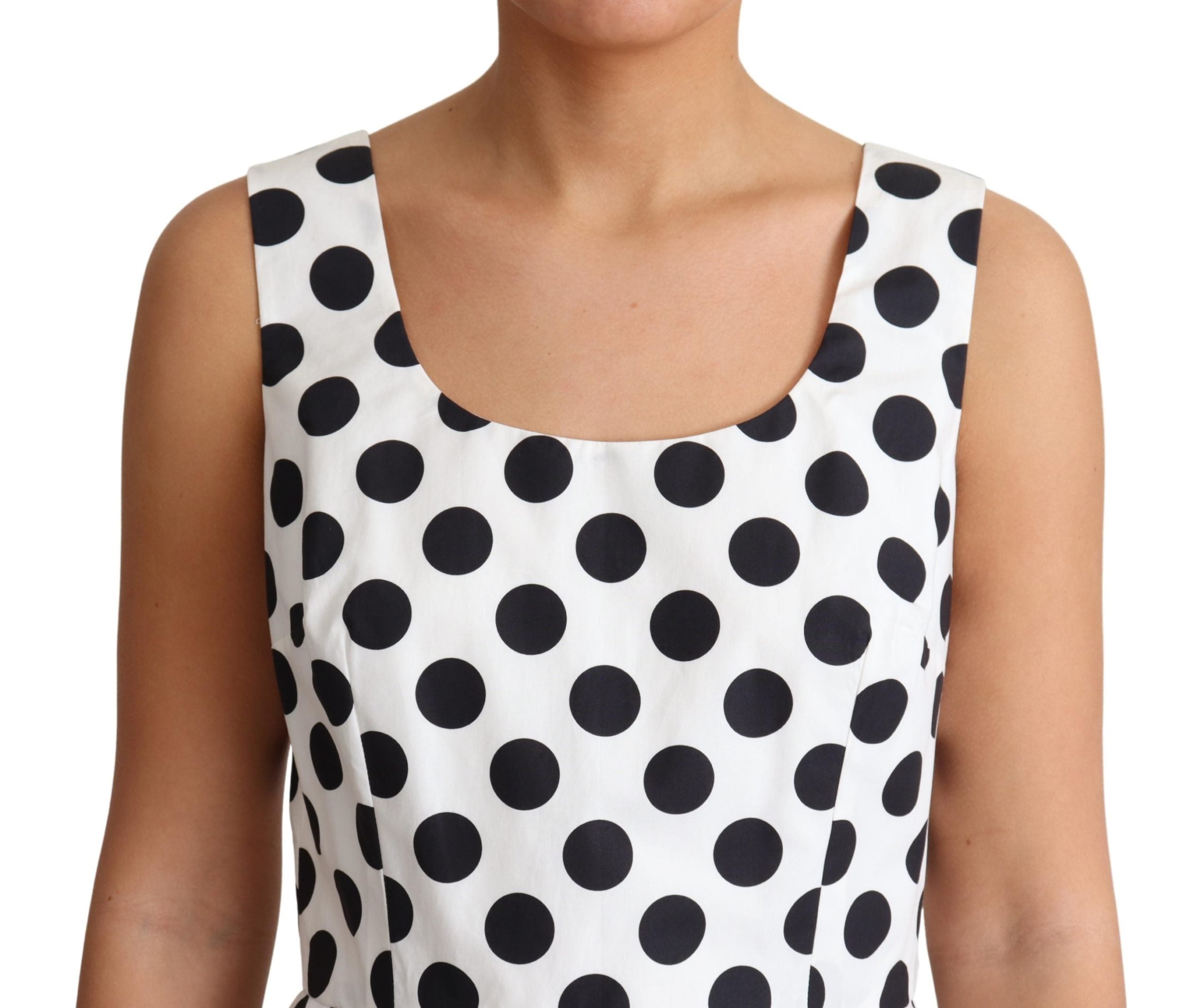 Dolce & Gabbana White Polka Dotted Cotton A-Line Dress