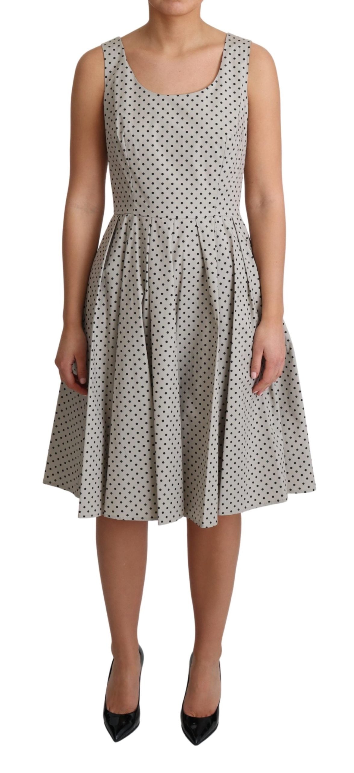 Dolce & Gabbana Beige Polka Dotted Cotton A-Line Dress