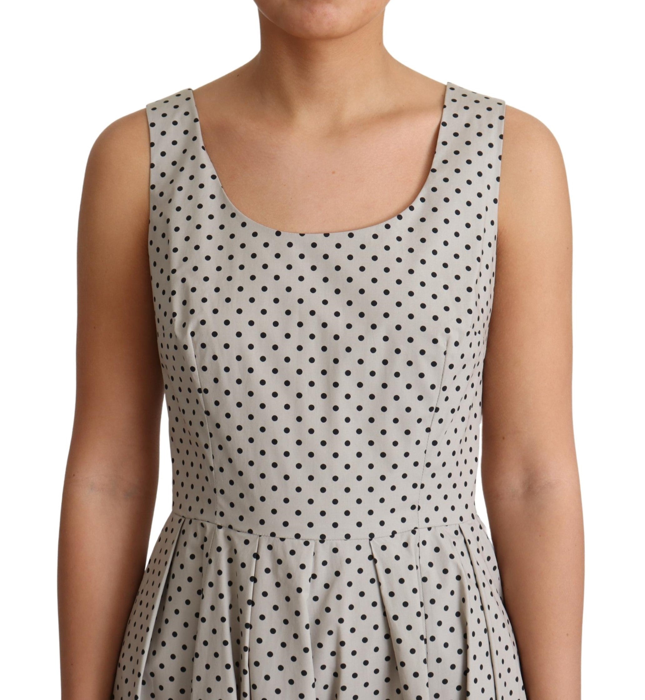 Dolce & Gabbana Beige Polka Dotted Cotton A-Line Dress