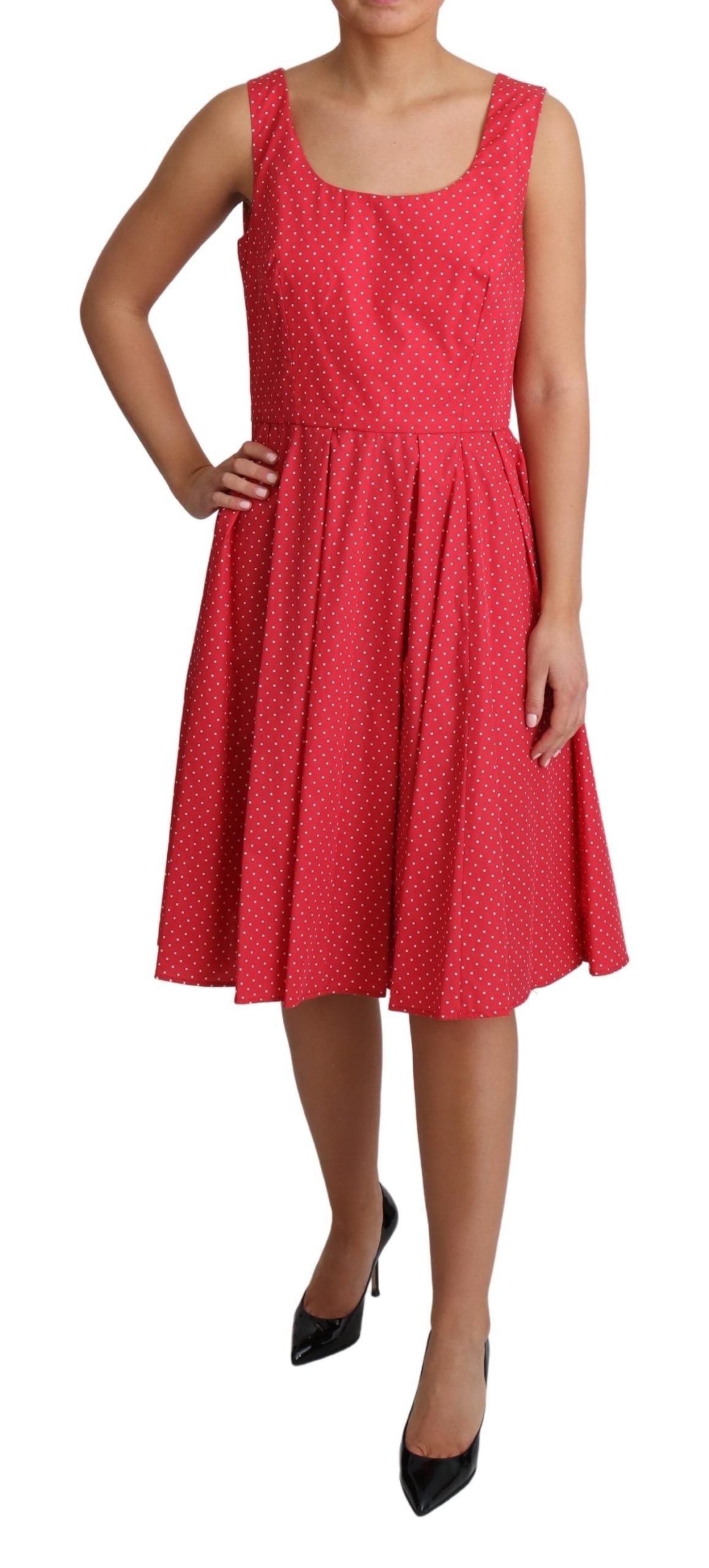 Dolce & Gabbana Red Polka Dotted Cotton A-Line Dress