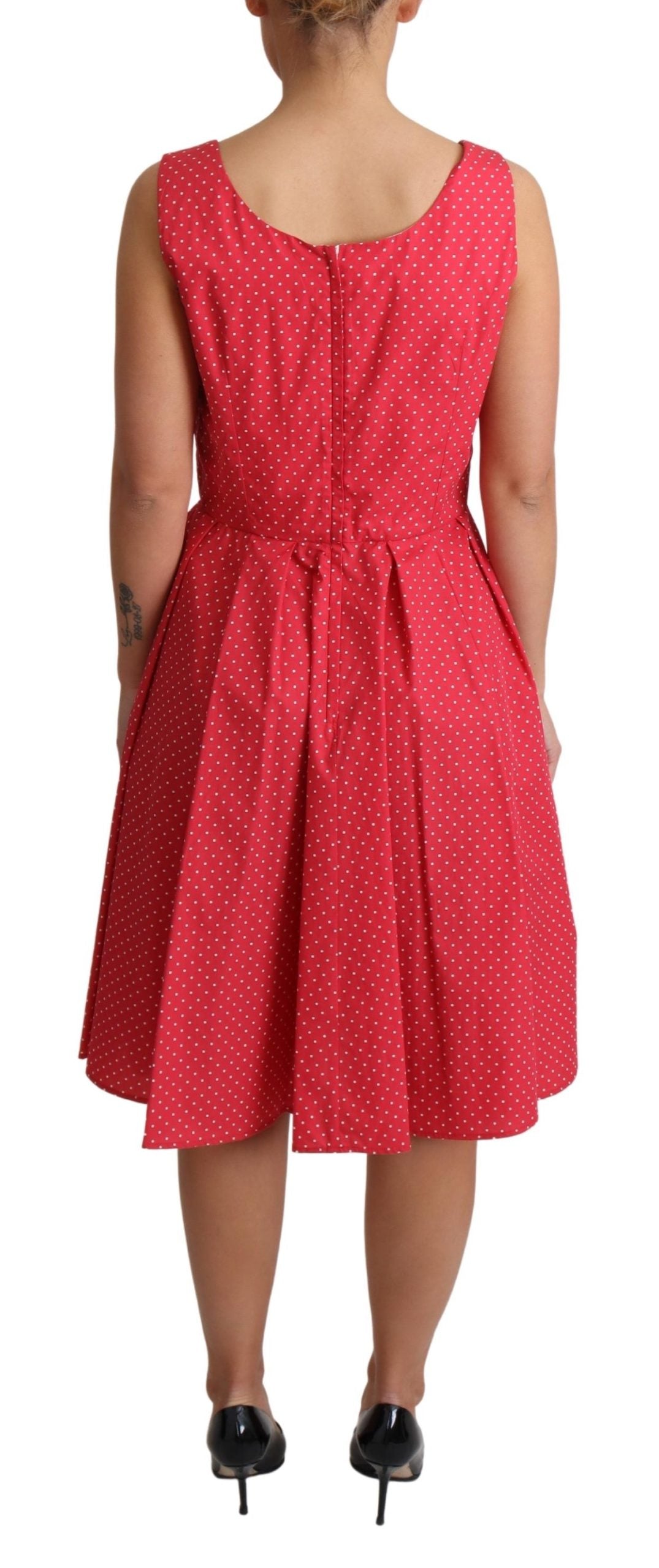 Dolce & Gabbana Red Polka Dotted Cotton A-Line Dress