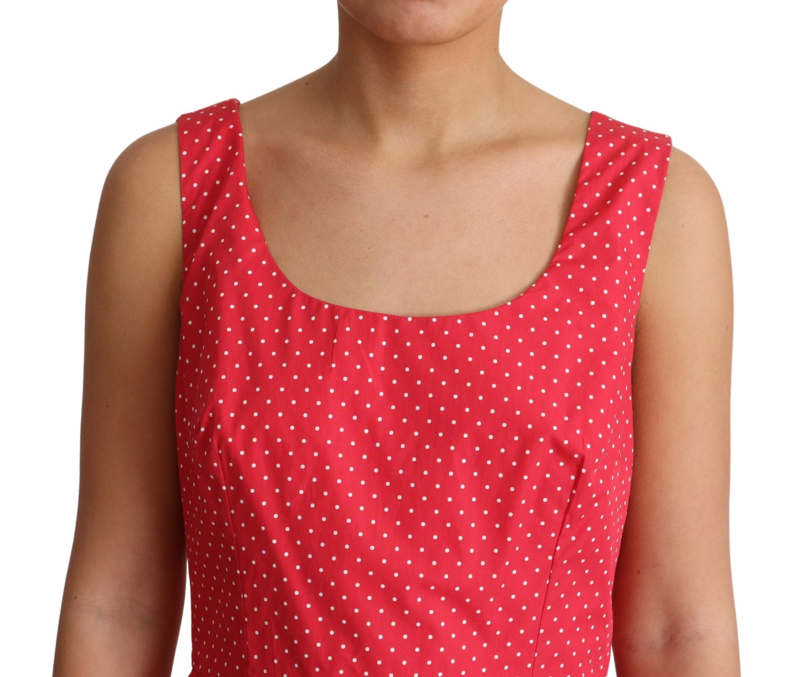 Dolce & Gabbana Red Polka Dotted Cotton A-Line Dress