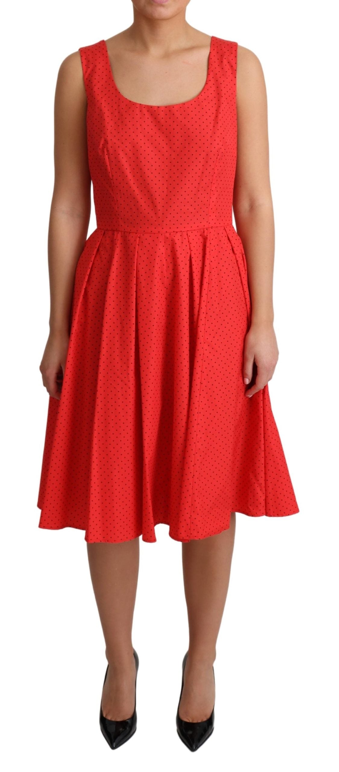 Dolce & Gabbana Red Polka Dotted Cotton A-Line  Dress