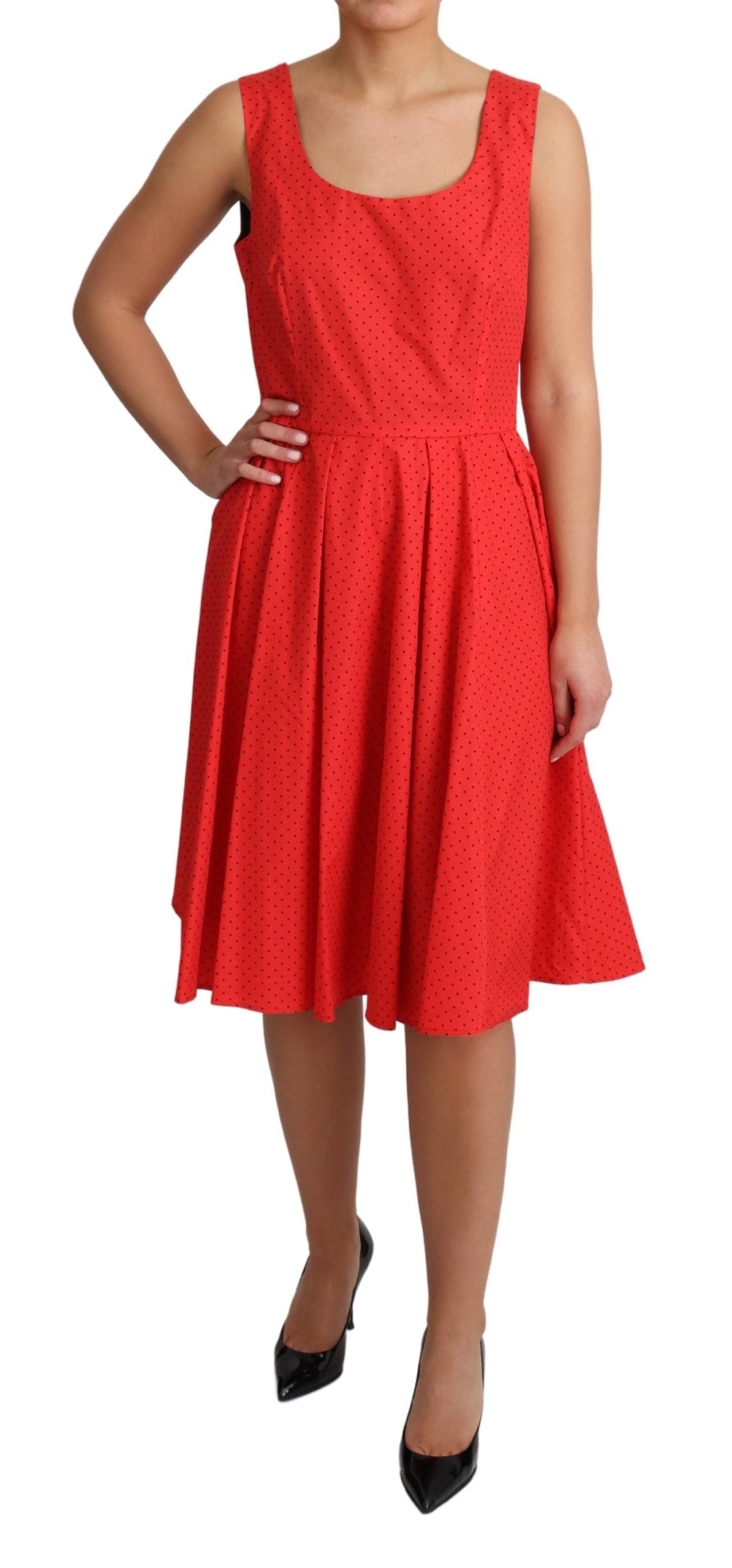 Dolce & Gabbana Red Polka Dotted Cotton A-Line  Dress