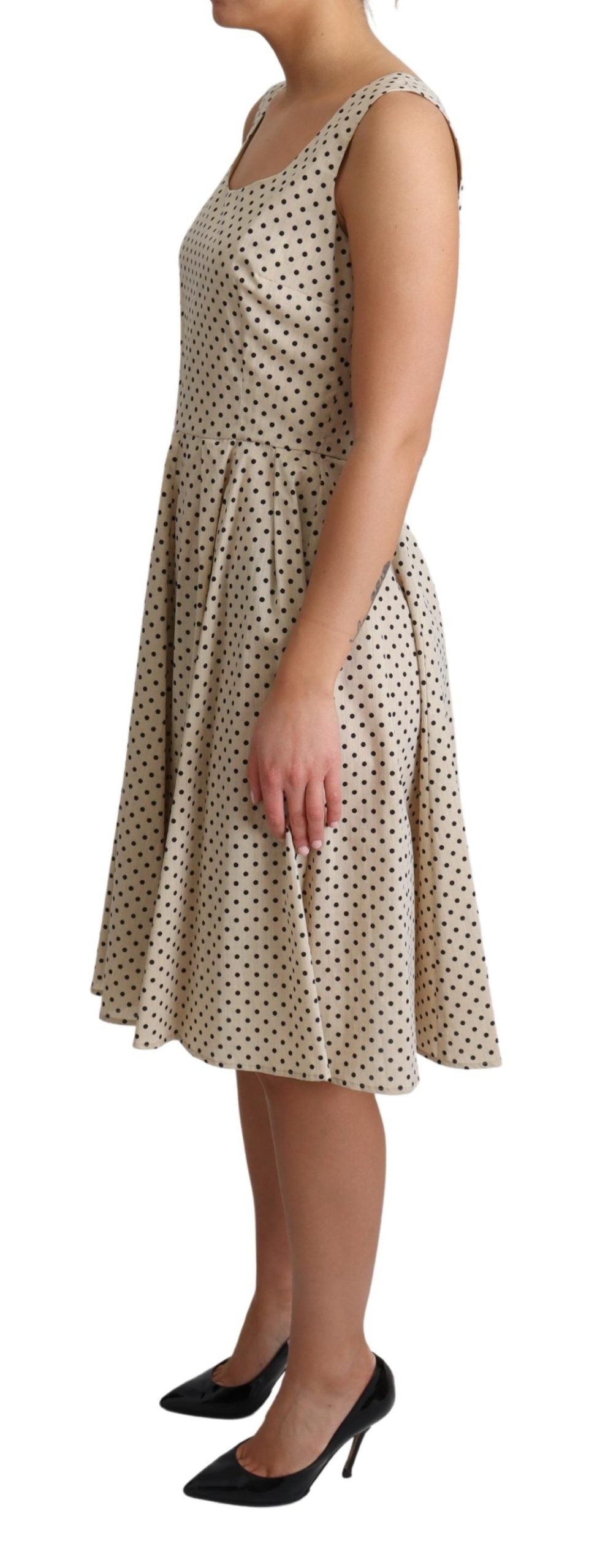 Dolce & Gabbana Beige Polka Dotted Cotton A-Line Dress