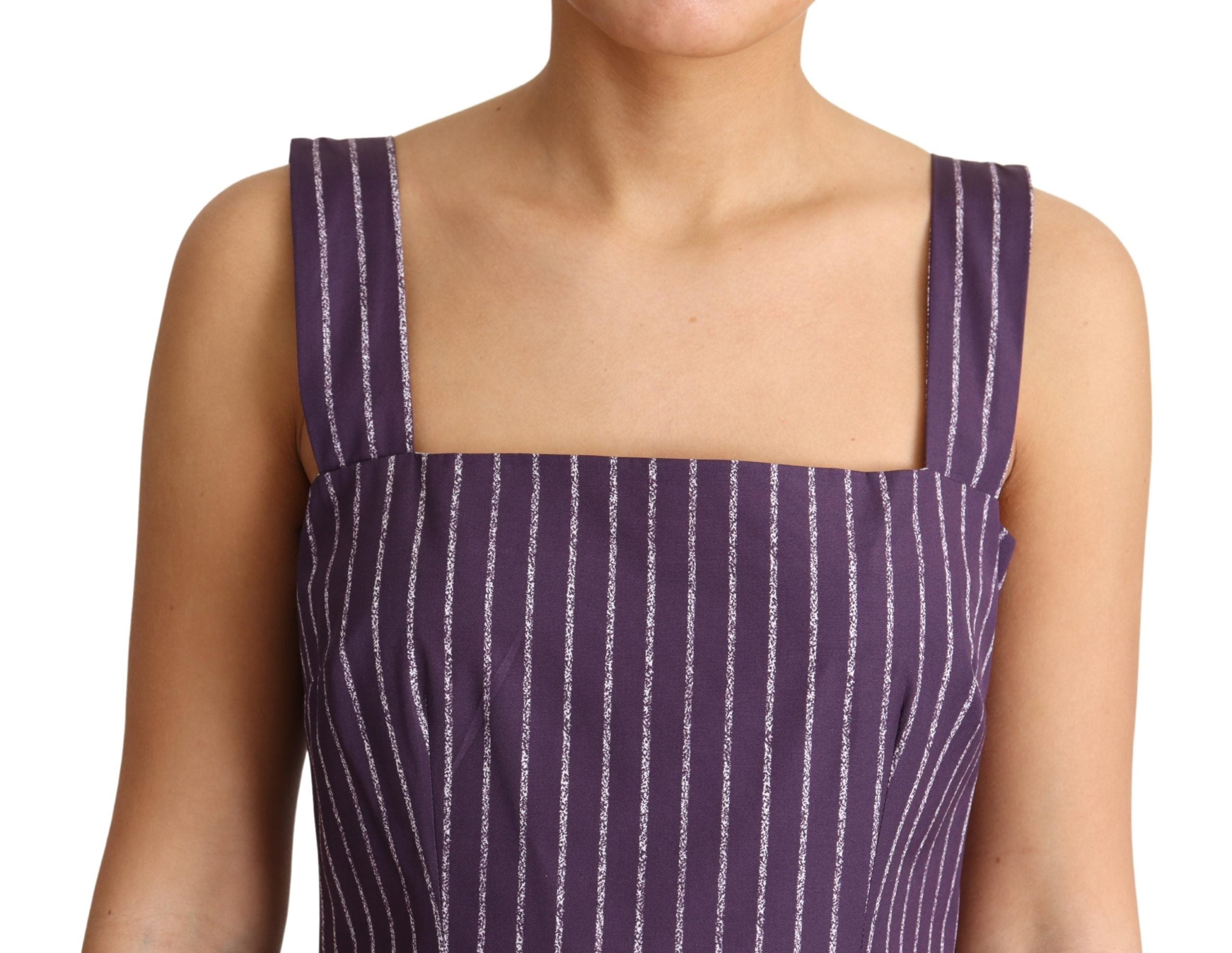 Dolce & Gabbana Purple Striped Cotton A-Line Stretch Dress