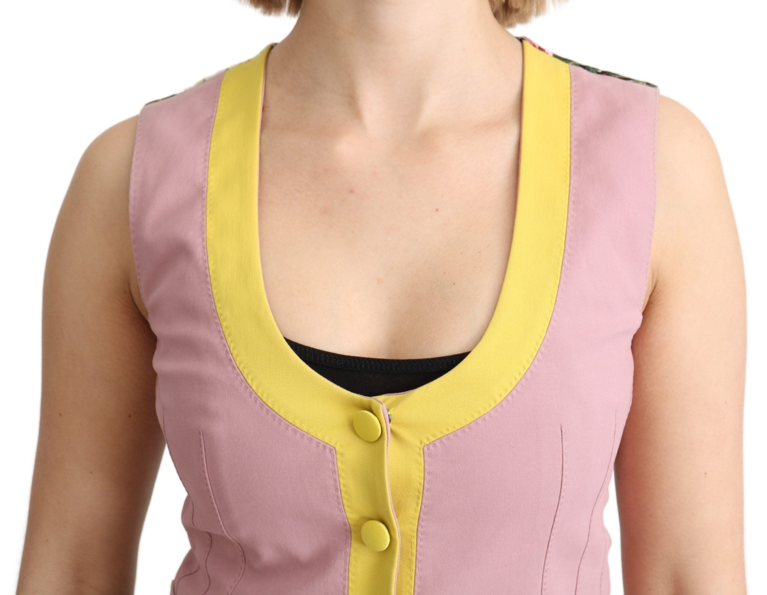 Dolce & Gabbana Pink Sleeveless Waistcoat Vest Cotton Top