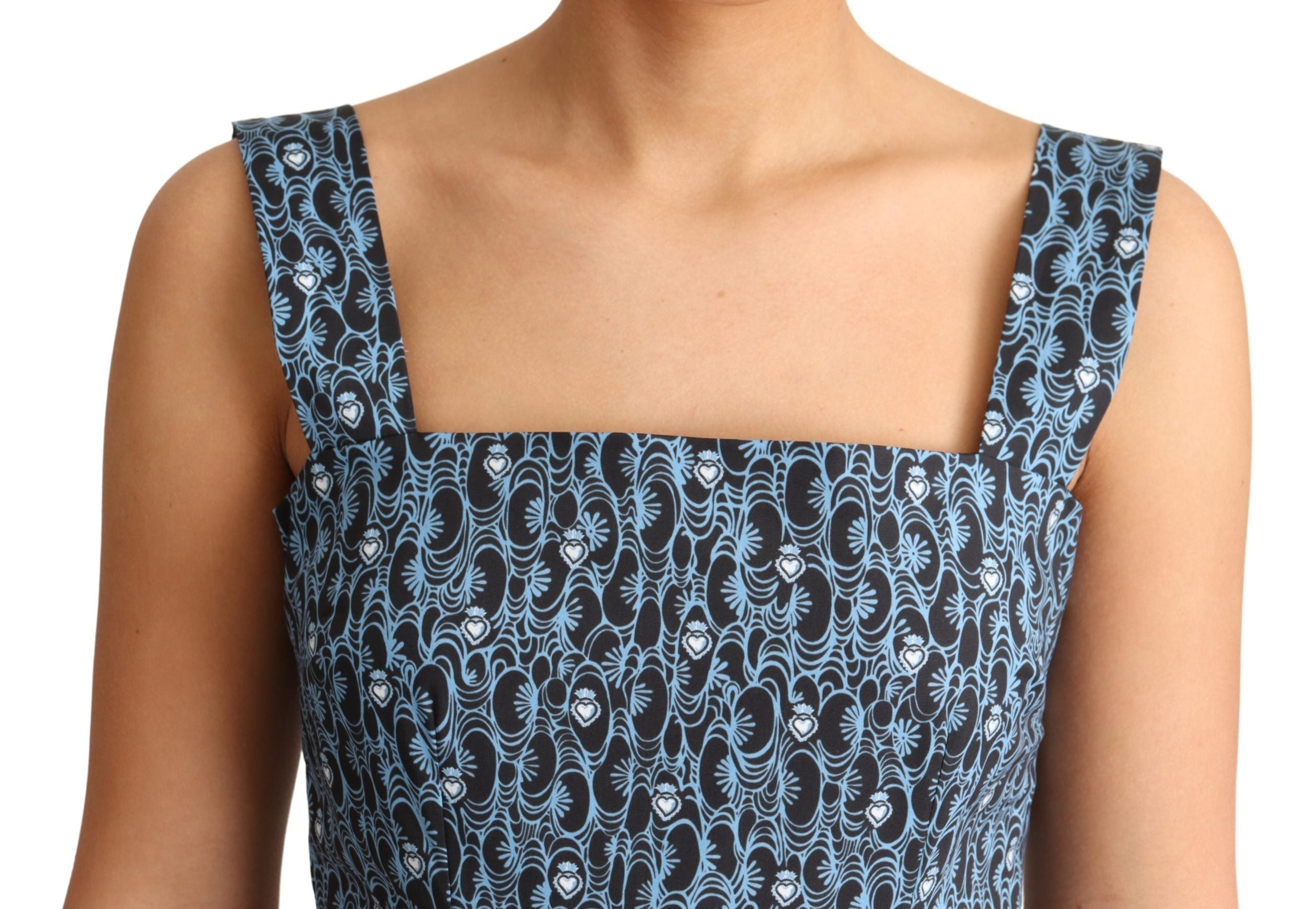 Dolce & Gabbana Blue Heart Cotton A-Line Stretch Dress