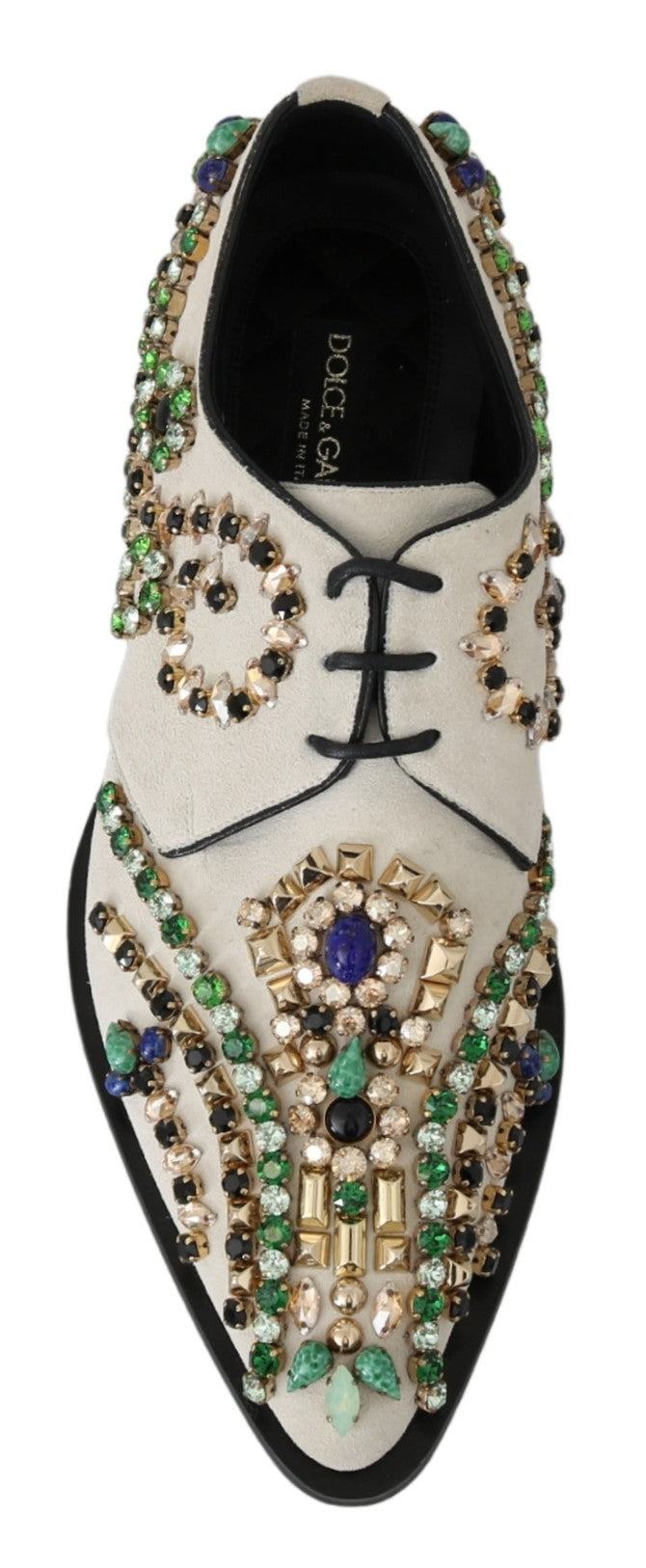 Dolce & Gabbana White Suede Crystal Dress Broque Shoes