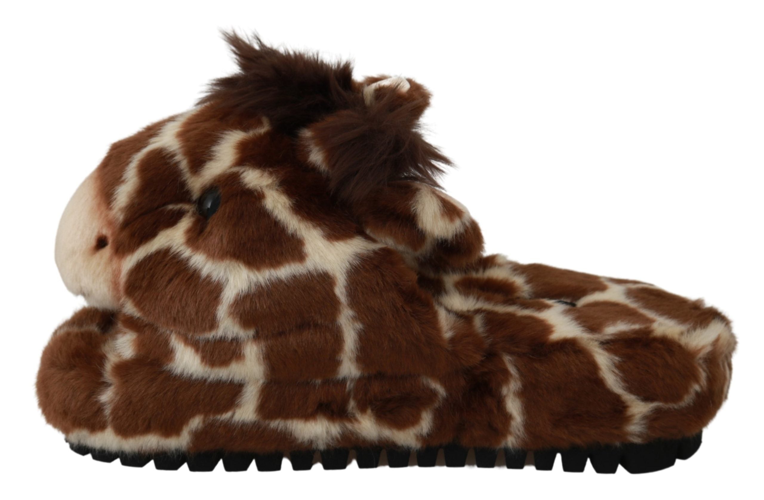 Dolce & Gabbana Brown Giraffe Slippers Flats Sandals Shoes