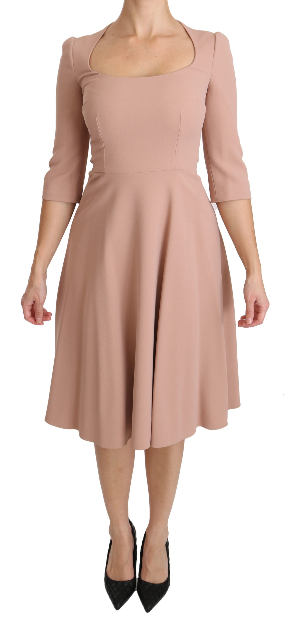 Dolce & Gabbana Pink 3/4 Sleeves A-line Viscose Dress