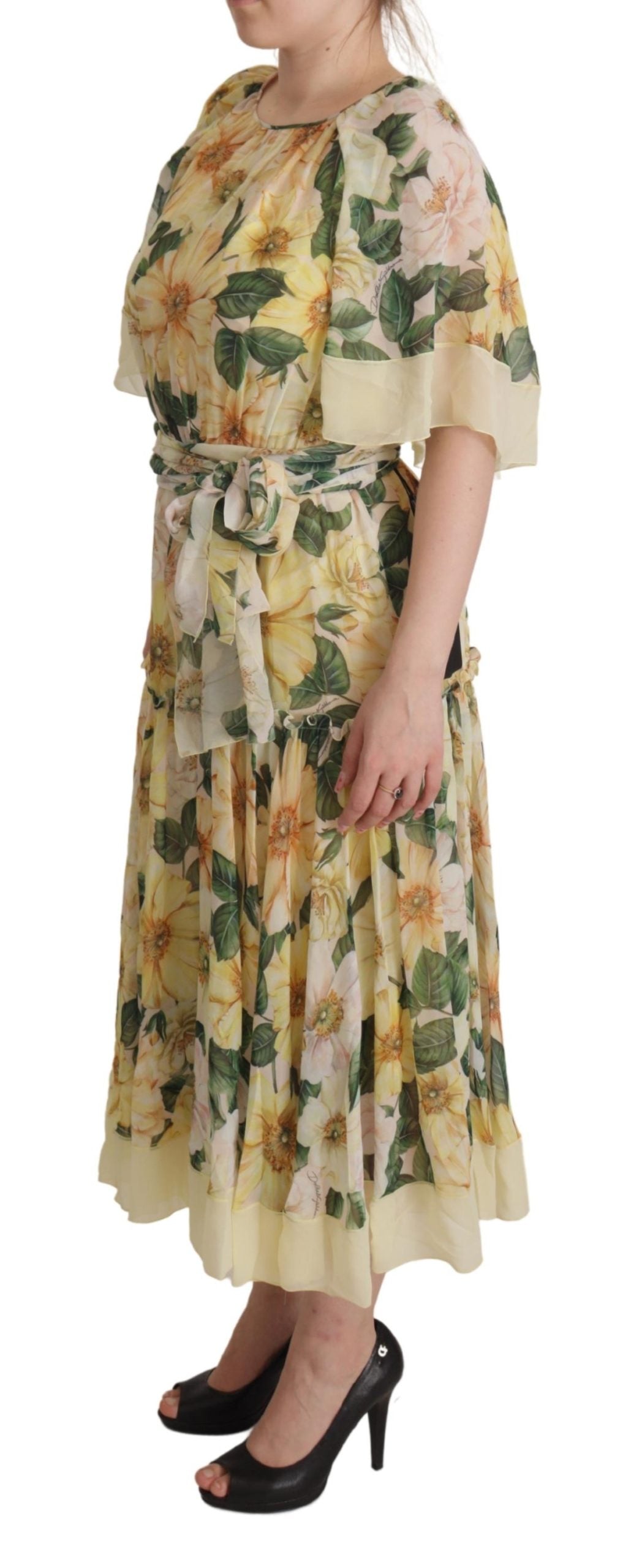 Dolce & Gabbana Multicolor Silk Floral Print Long Dress