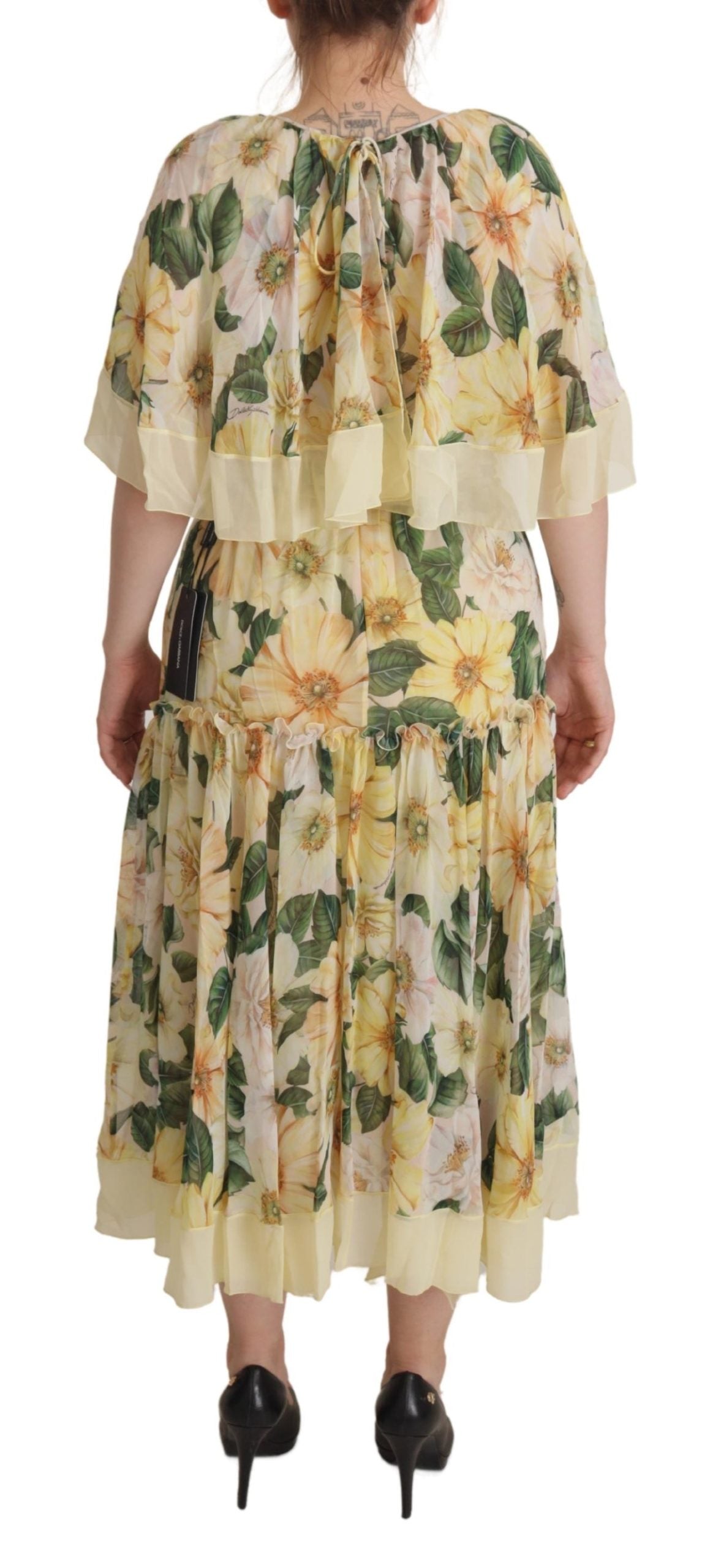 Dolce & Gabbana Multicolor Silk Floral Print Long Dress