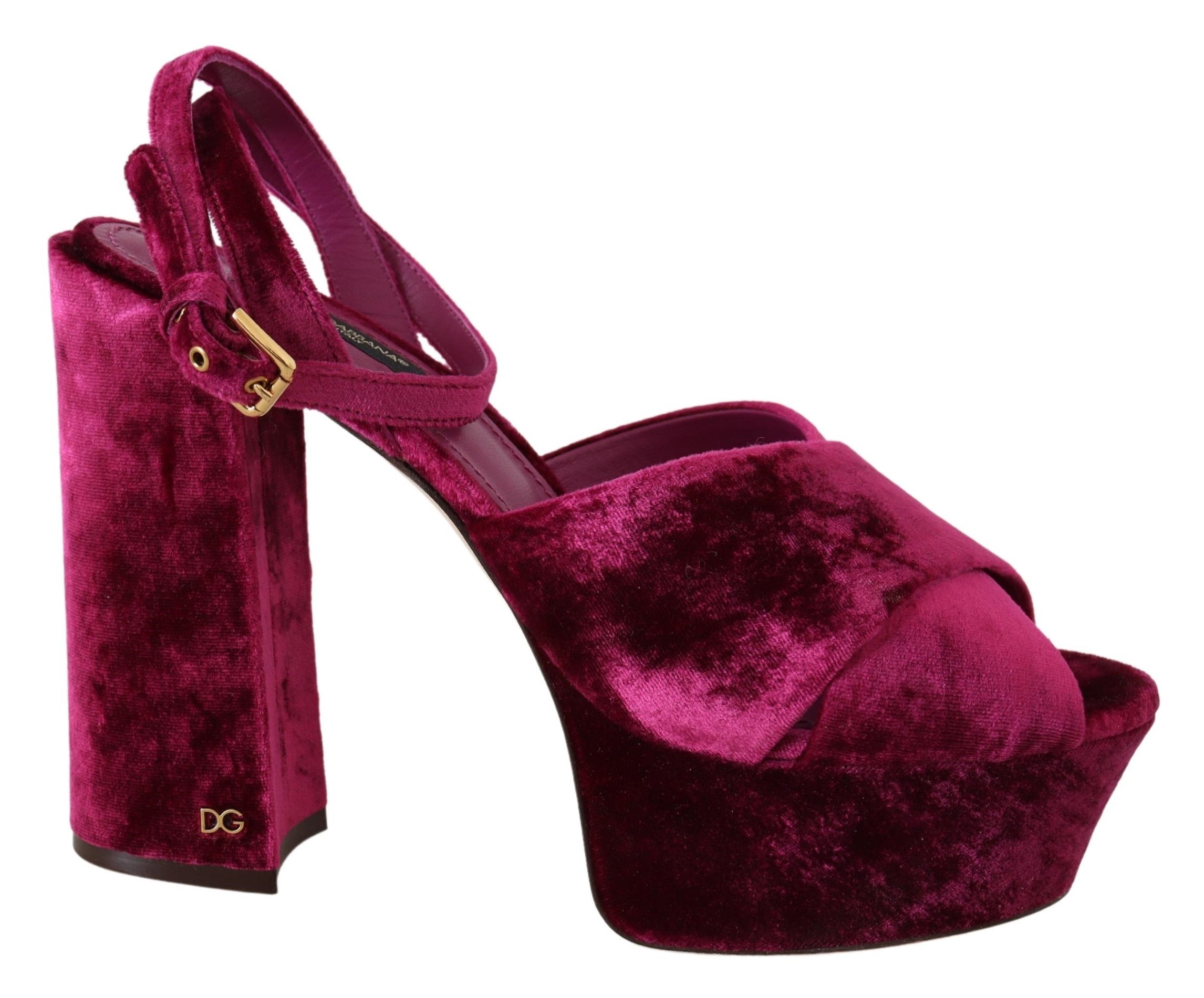 Dolce & Gabbana Pink Velvet Platform Sandals Keira Shoes