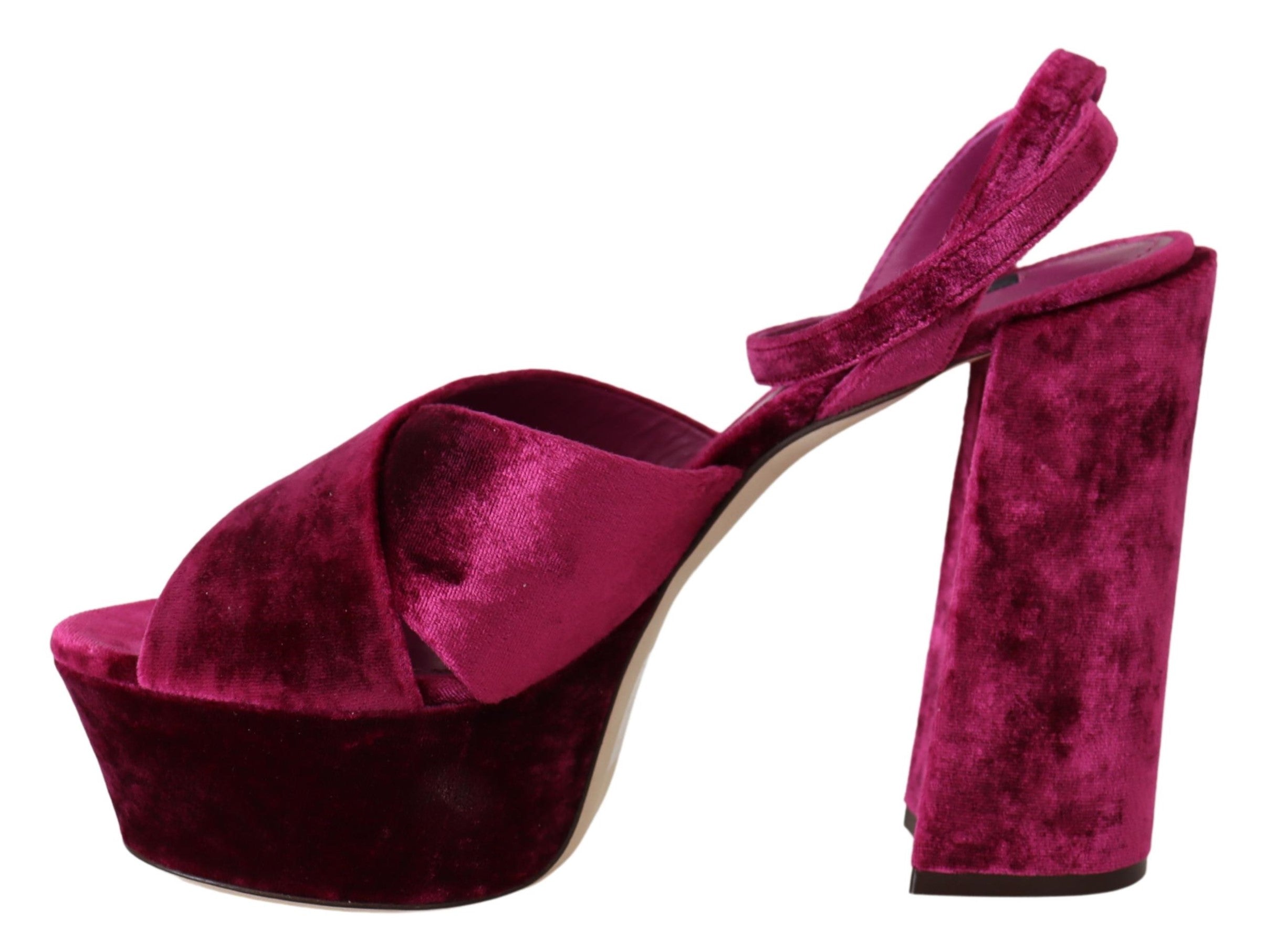 Dolce & Gabbana Pink Velvet Platform Sandals Keira Shoes