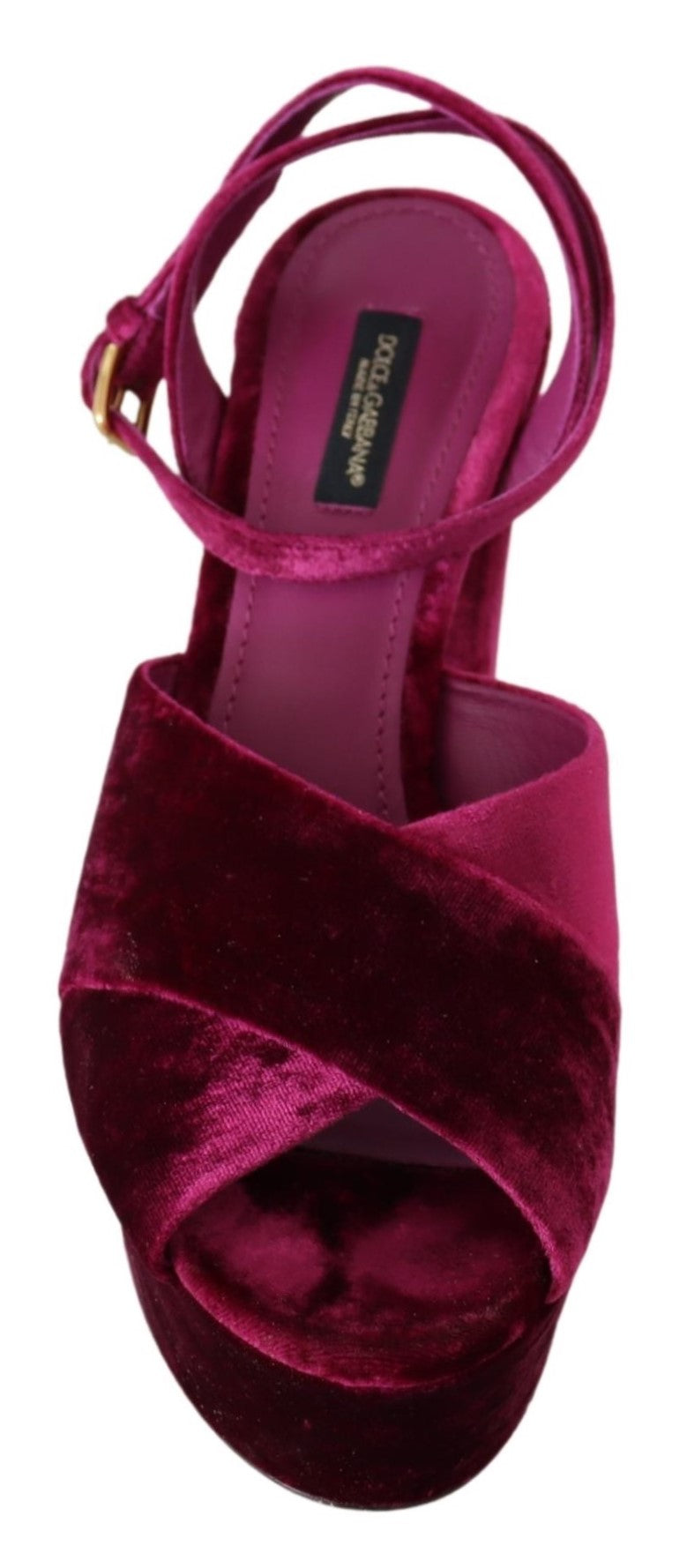 Dolce & Gabbana Pink Velvet Platform Sandals Keira Shoes