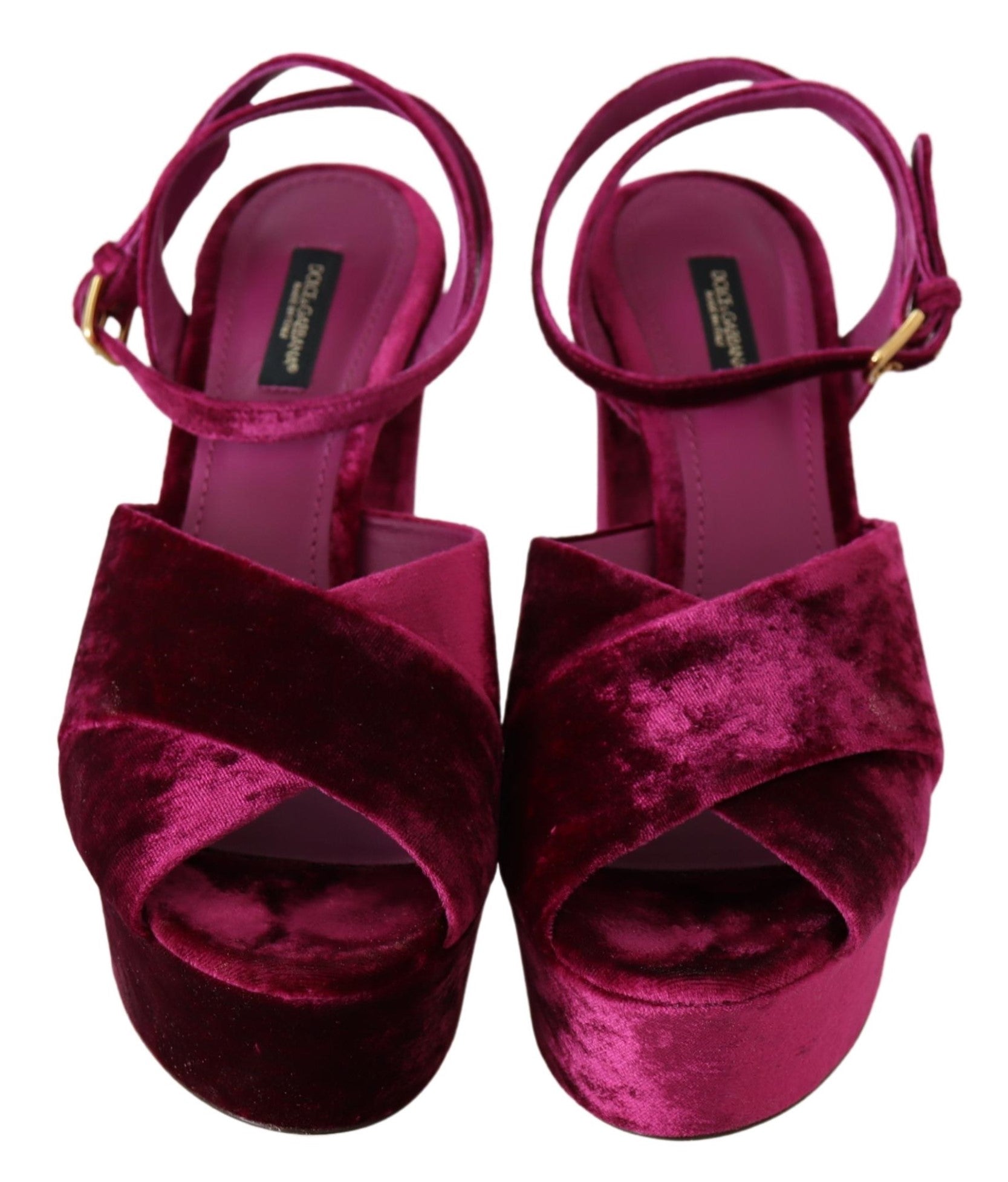 Dolce & Gabbana Pink Velvet Platform Sandals Keira Shoes