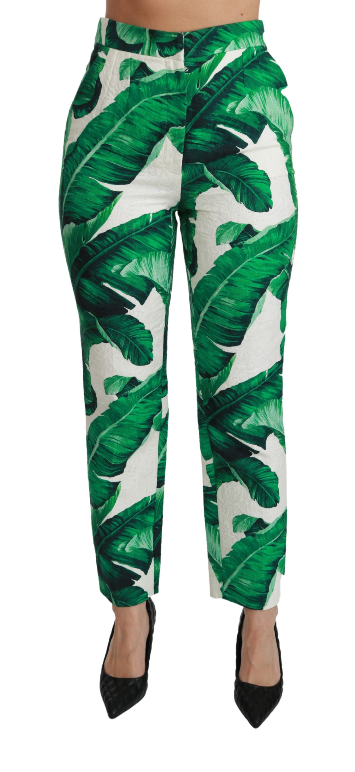 Dolce & Gabbana Banana Leaf High Waist Slim Trouser Pants