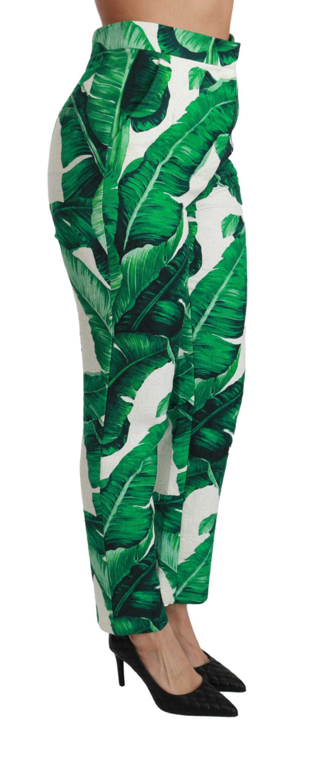 Dolce & Gabbana Banana Leaf High Waist Slim Trouser Pants