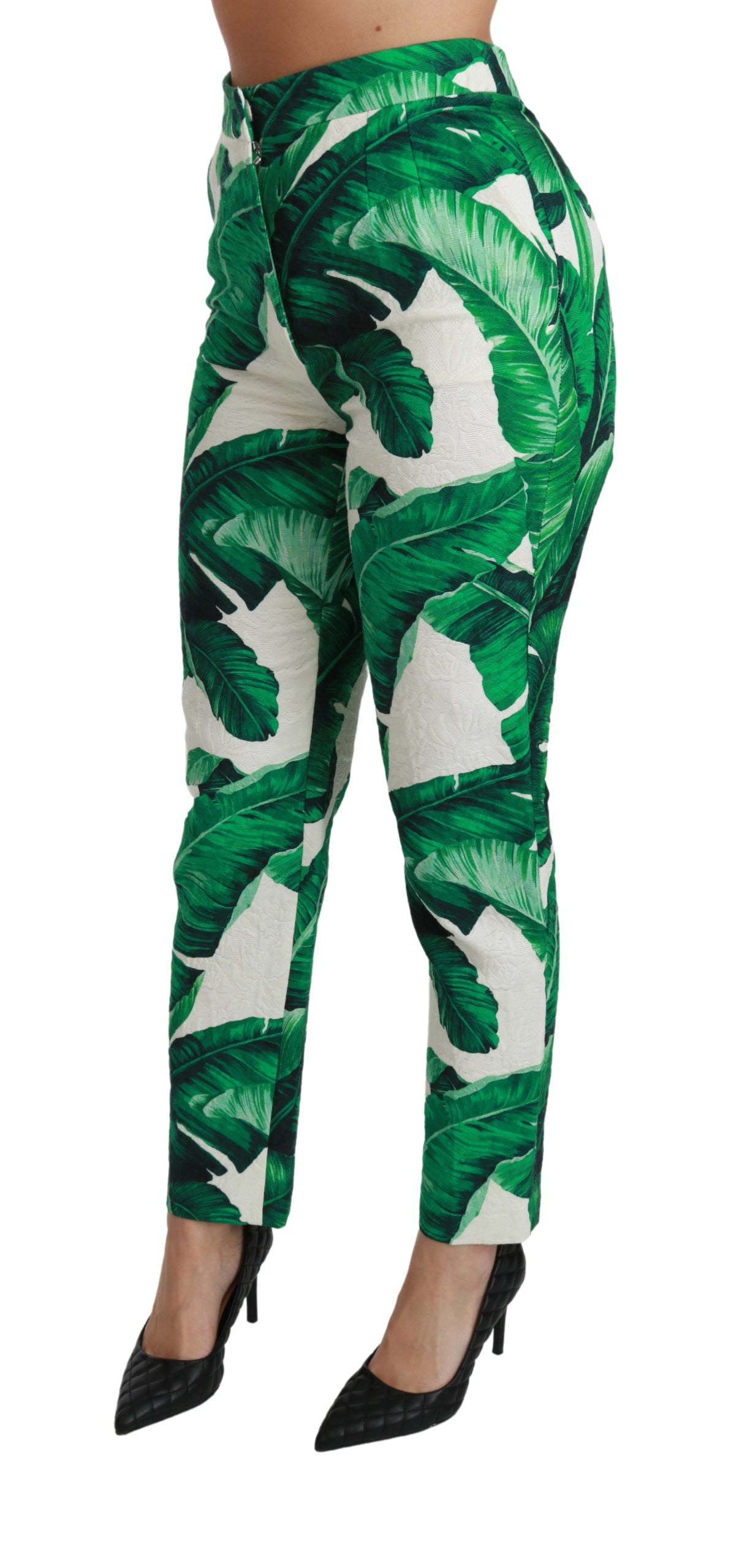 Dolce & Gabbana Banana Leaf High Waist Slim Trouser Pants