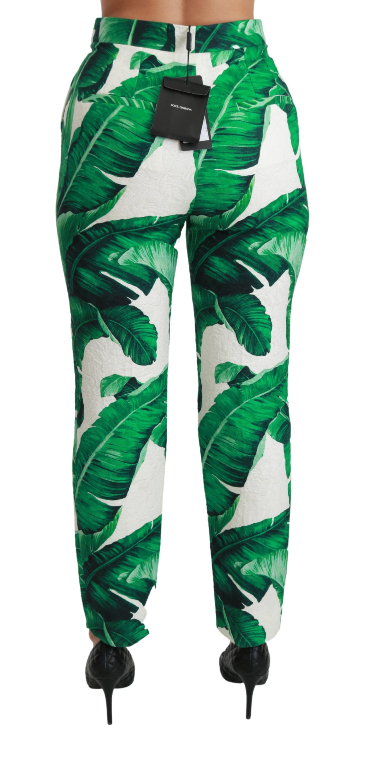 Dolce & Gabbana Banana Leaf High Waist Slim Trouser Pants