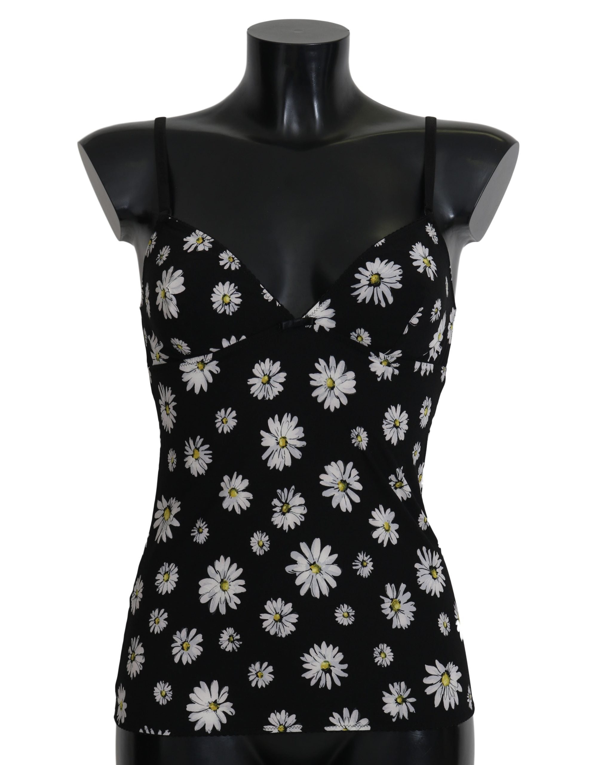 Dolce & Gabbana Black Daisy Print Dress Lingerie Chemisole