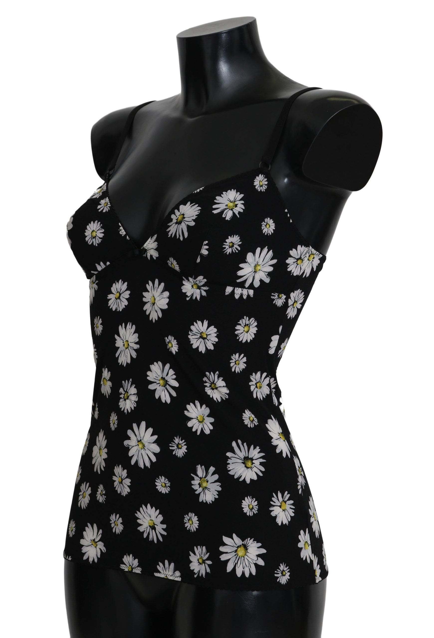 Dolce & Gabbana Black Daisy Print Dress Lingerie Chemisole