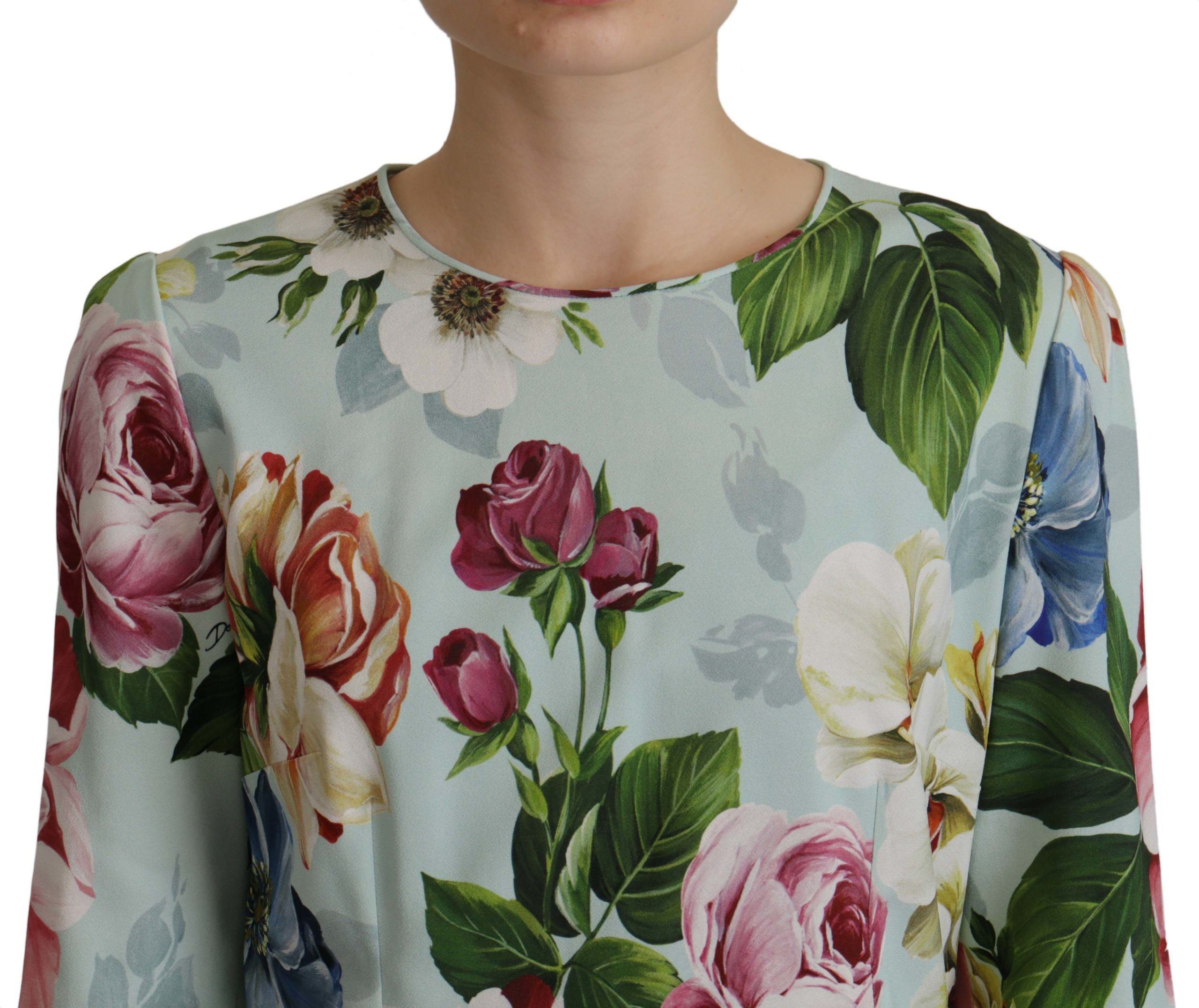 Dolce & Gabbana Multicolor Floral Print Round Neck Top Blouse