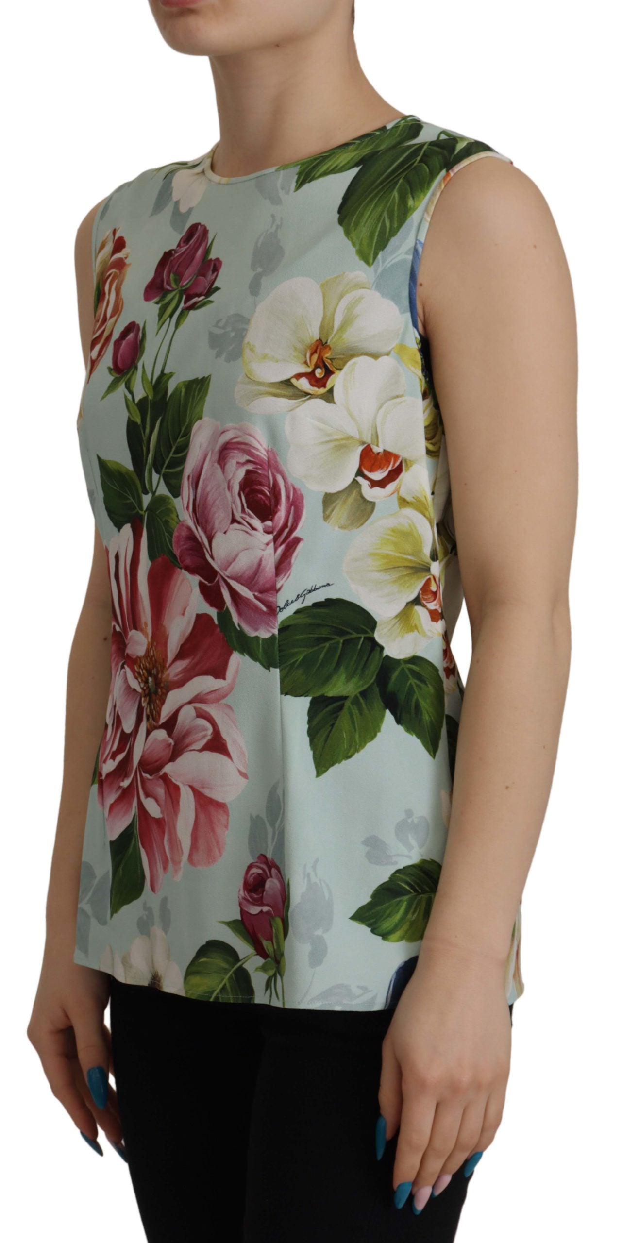 Dolce & Gabbana Rose Print Sleeveless Casual Tank Tropical Top