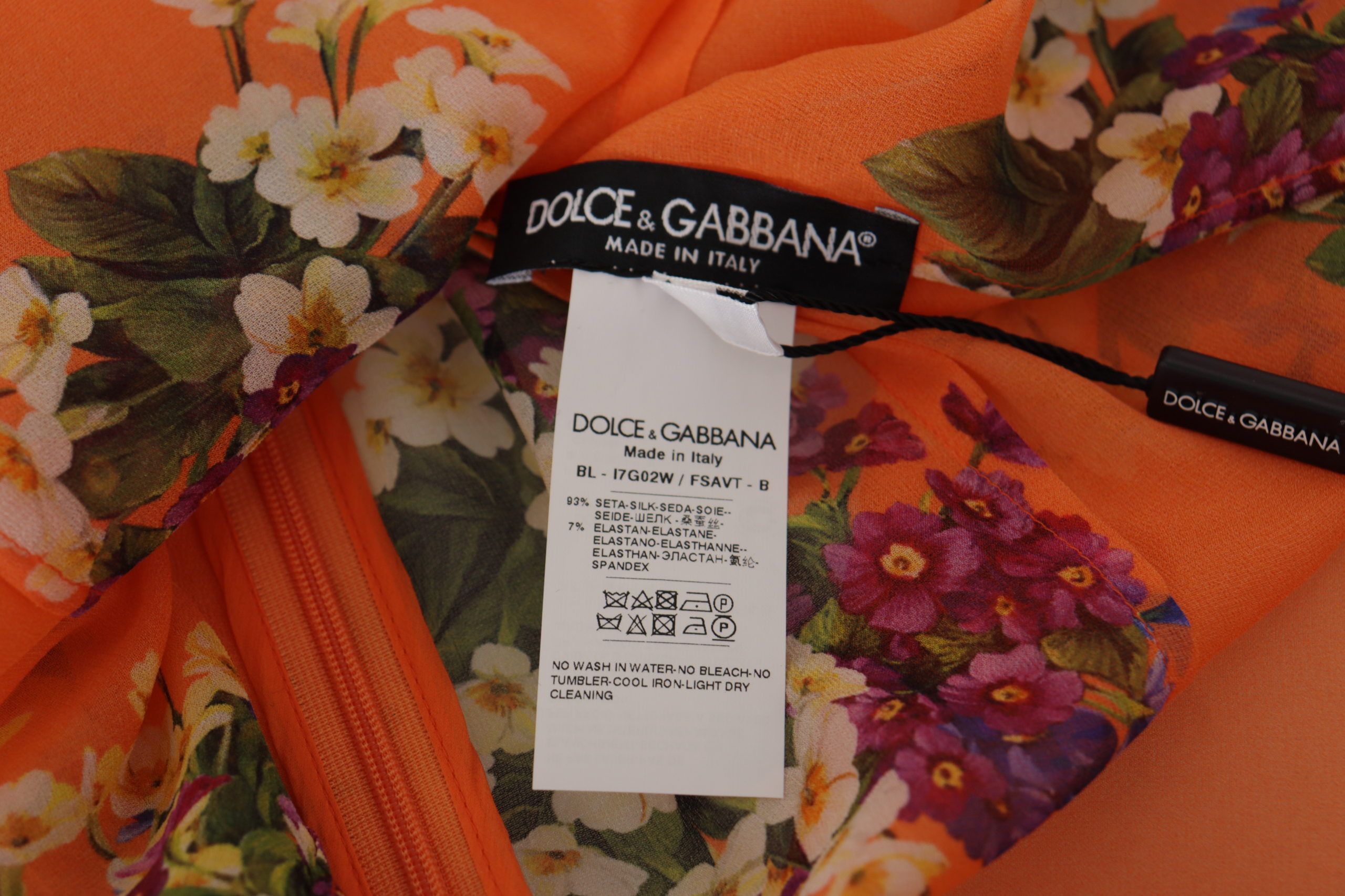 Dolce & Gabbana Orange Floral Print Long Sleeve Blouse