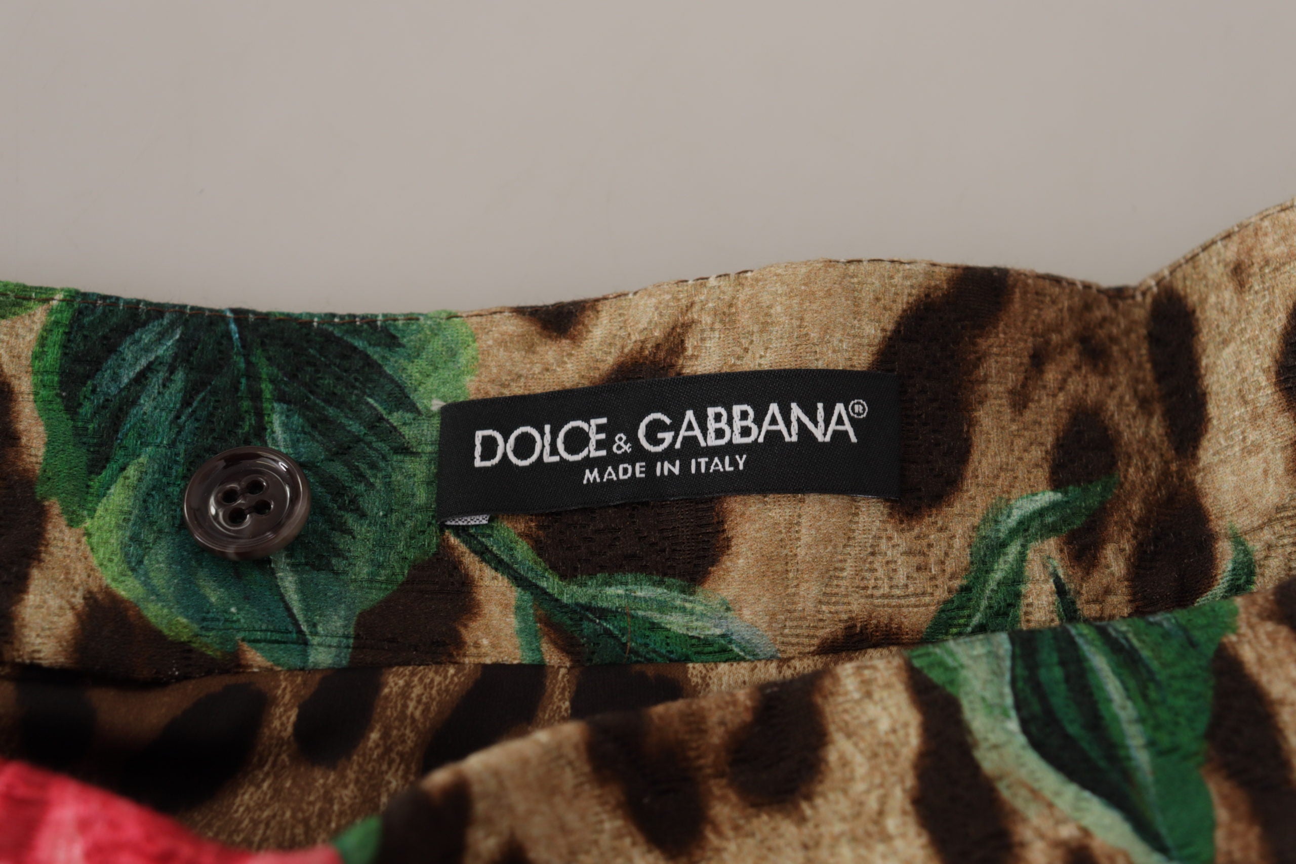 Dolce & Gabbana Multicolor Rose Leopard A-line Cotton Skirt