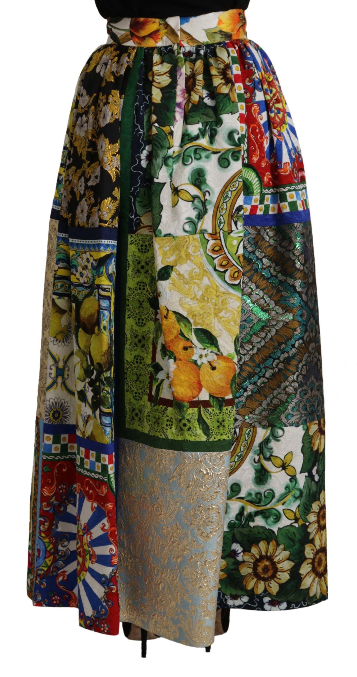 Dolce & Gabbana Multicolor Patchwork Sicily Long Maxi Skirt