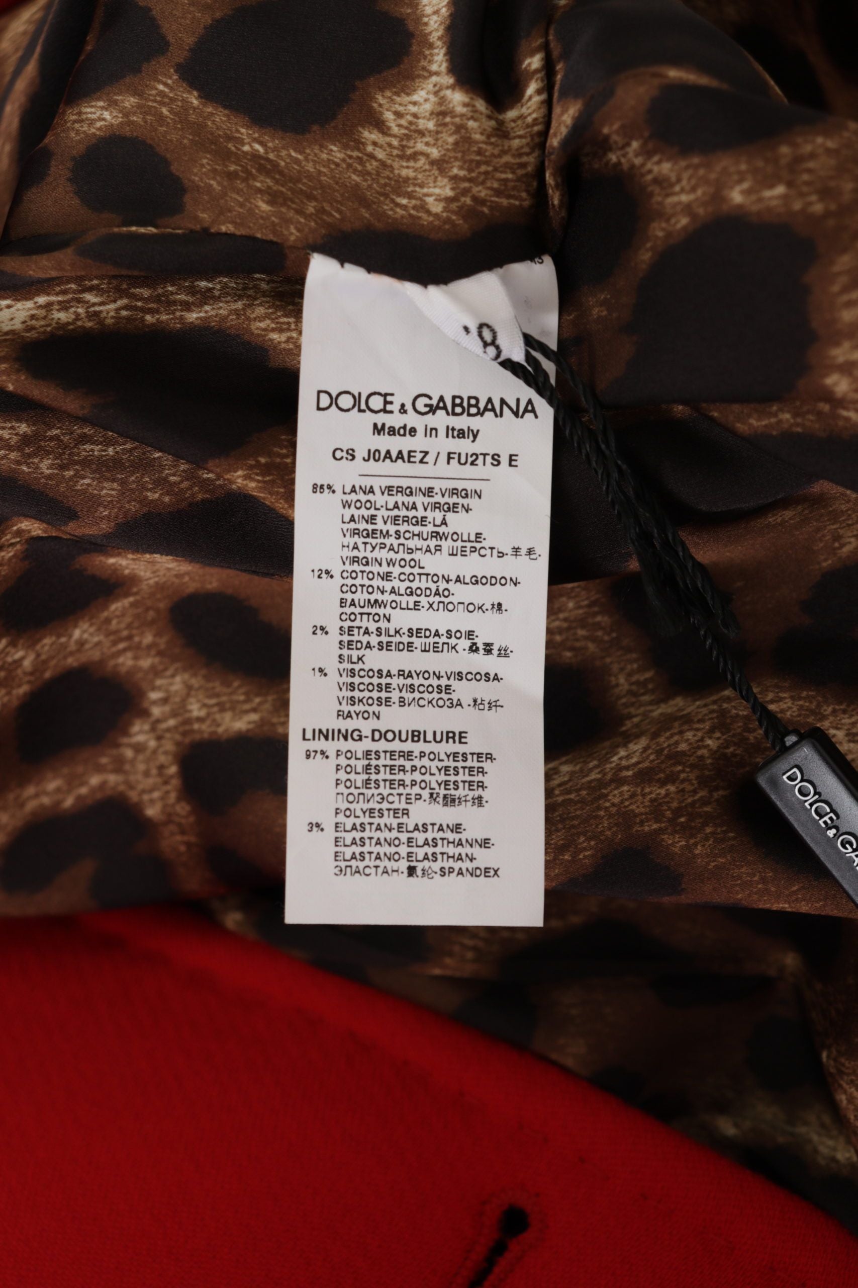 Dolce & Gabbana Red Leopard Wool Trenchcoat Jacket