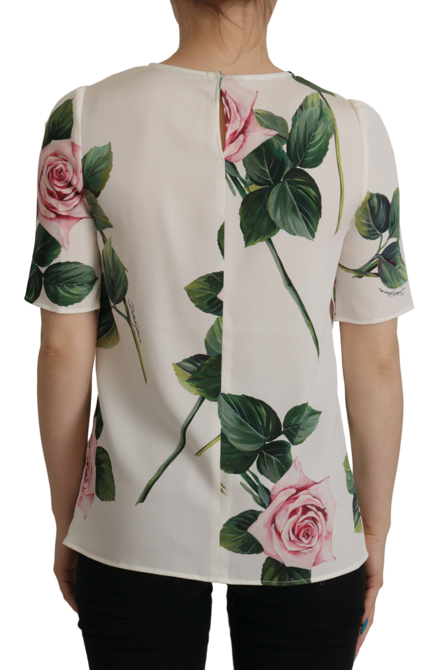 Dolce & Gabbana Multicolor Floral Print Round Neck Blouse Top