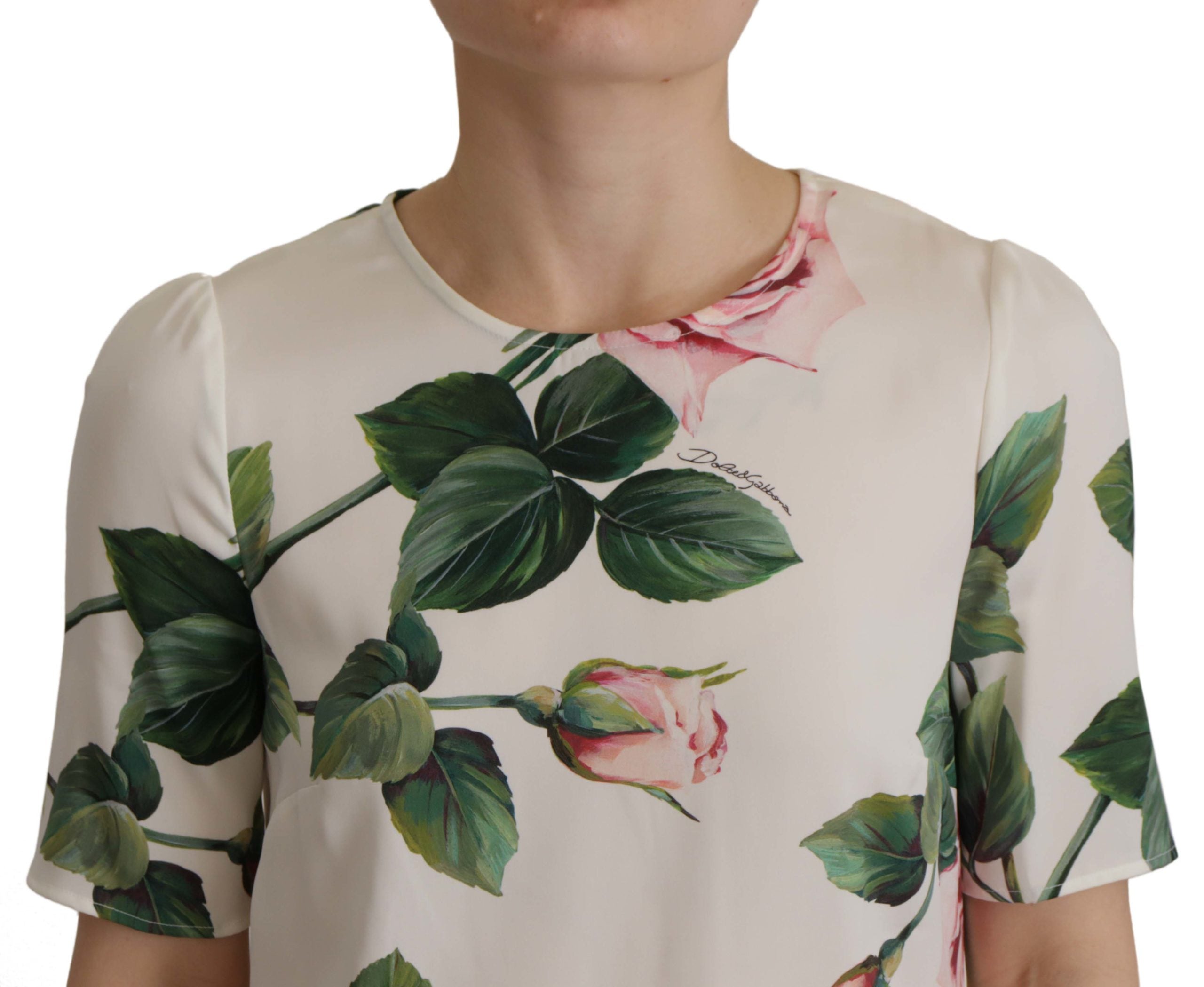 Dolce & Gabbana Multicolor Floral Print Round Neck Blouse Top