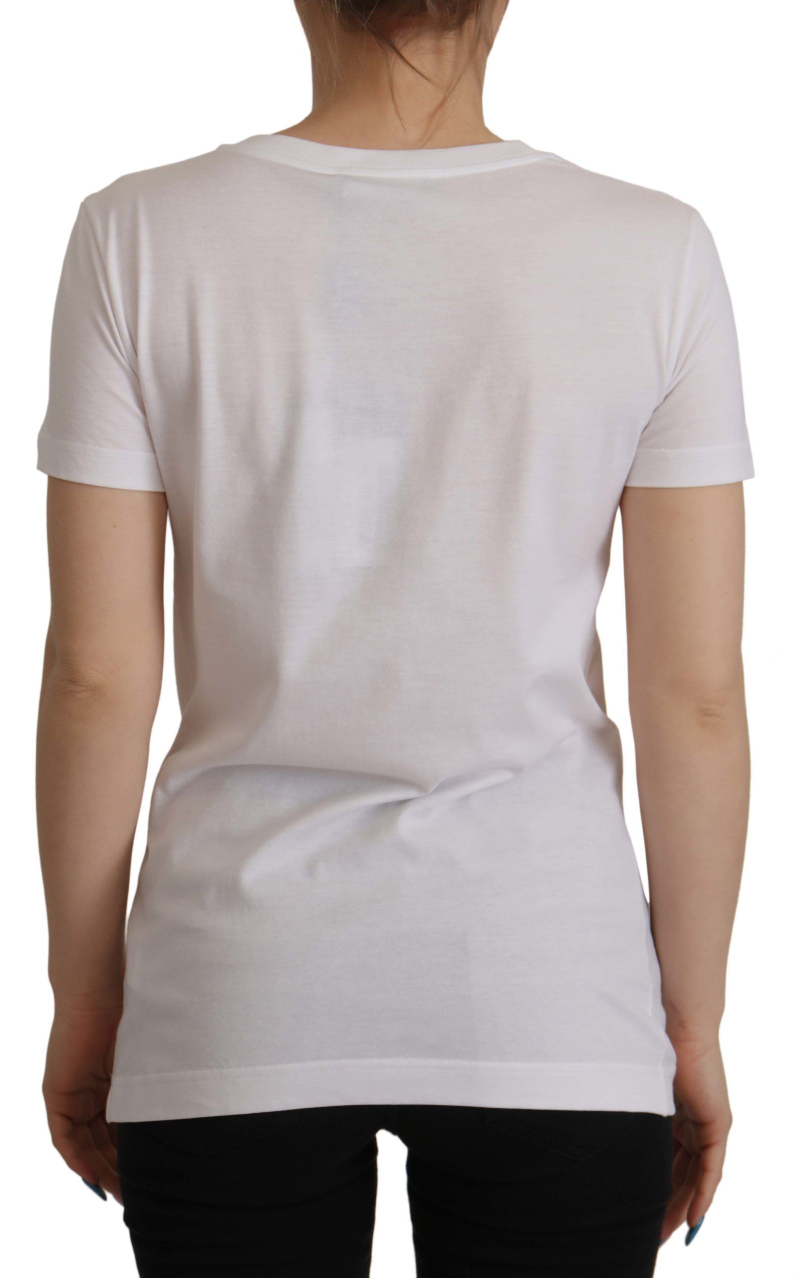 Dolce & Gabbana White Cotton Blouse DG Button Embellished T-shirt