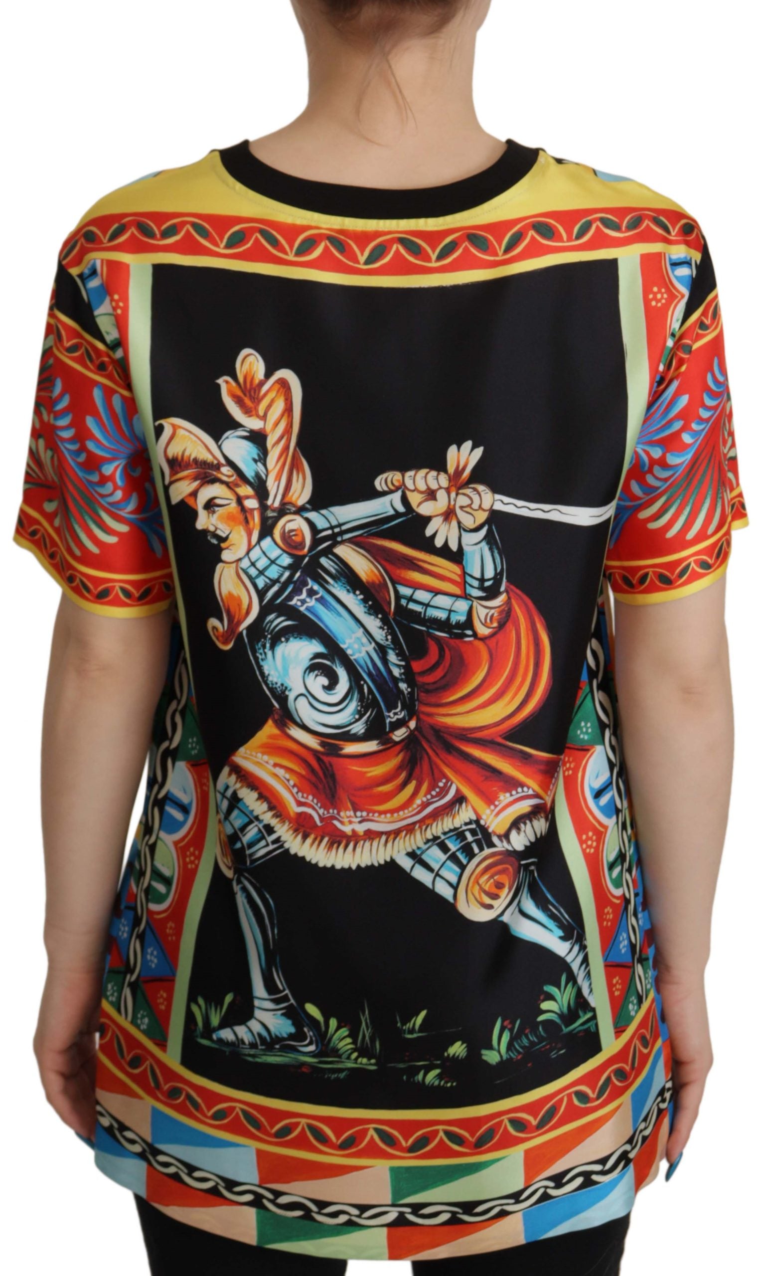 Dolce & Gabbana Multicolor Soldier Carretto Silk Top  T-shirt