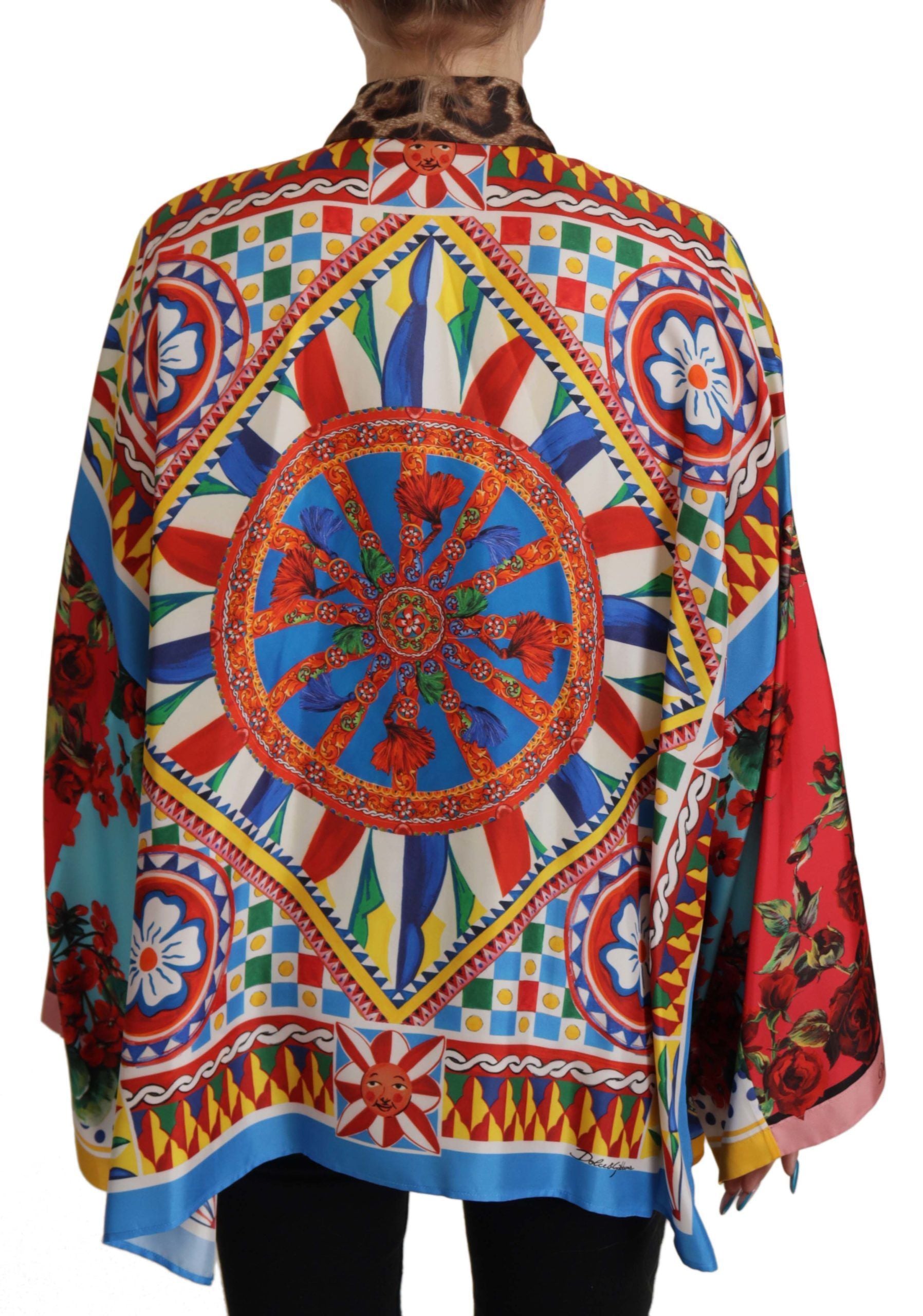 Dolce & Gabbana Multicolor Majolica Floral Silk Shirt Blouse