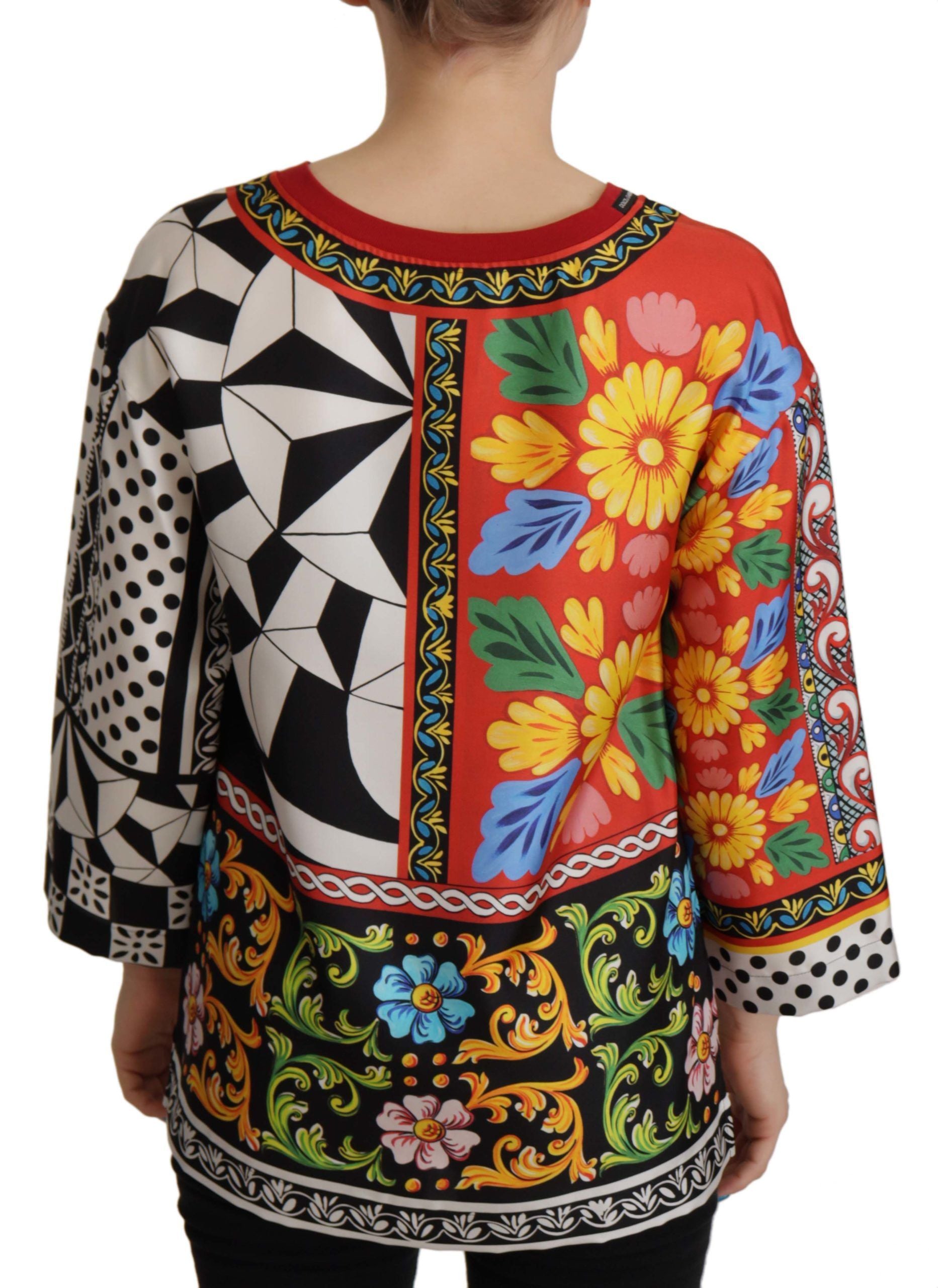 Dolce & Gabbana Multicolor Printed Baroque Loose Long Sleeve